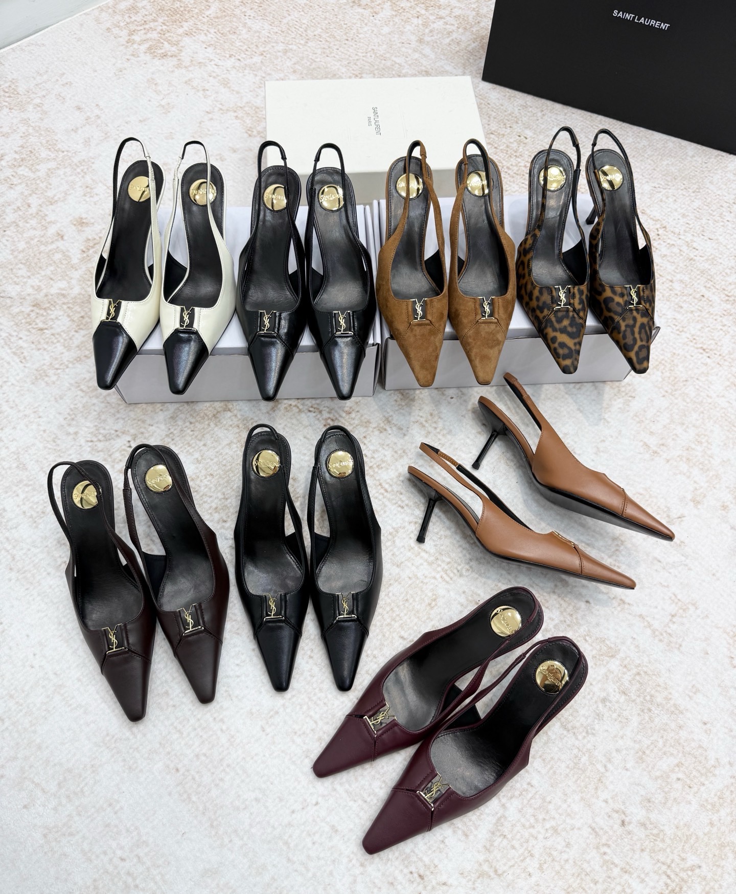 Слингбэки женские Saint Laurent Jeanne леопардового цвета