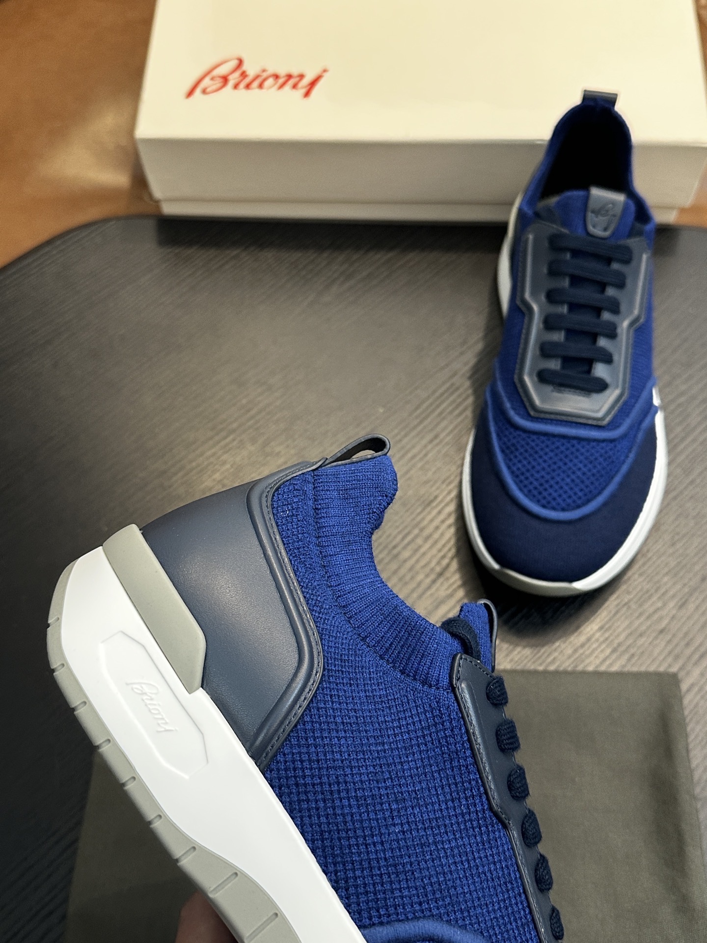Кроссовки мужские в стиле Brioni синего цвета