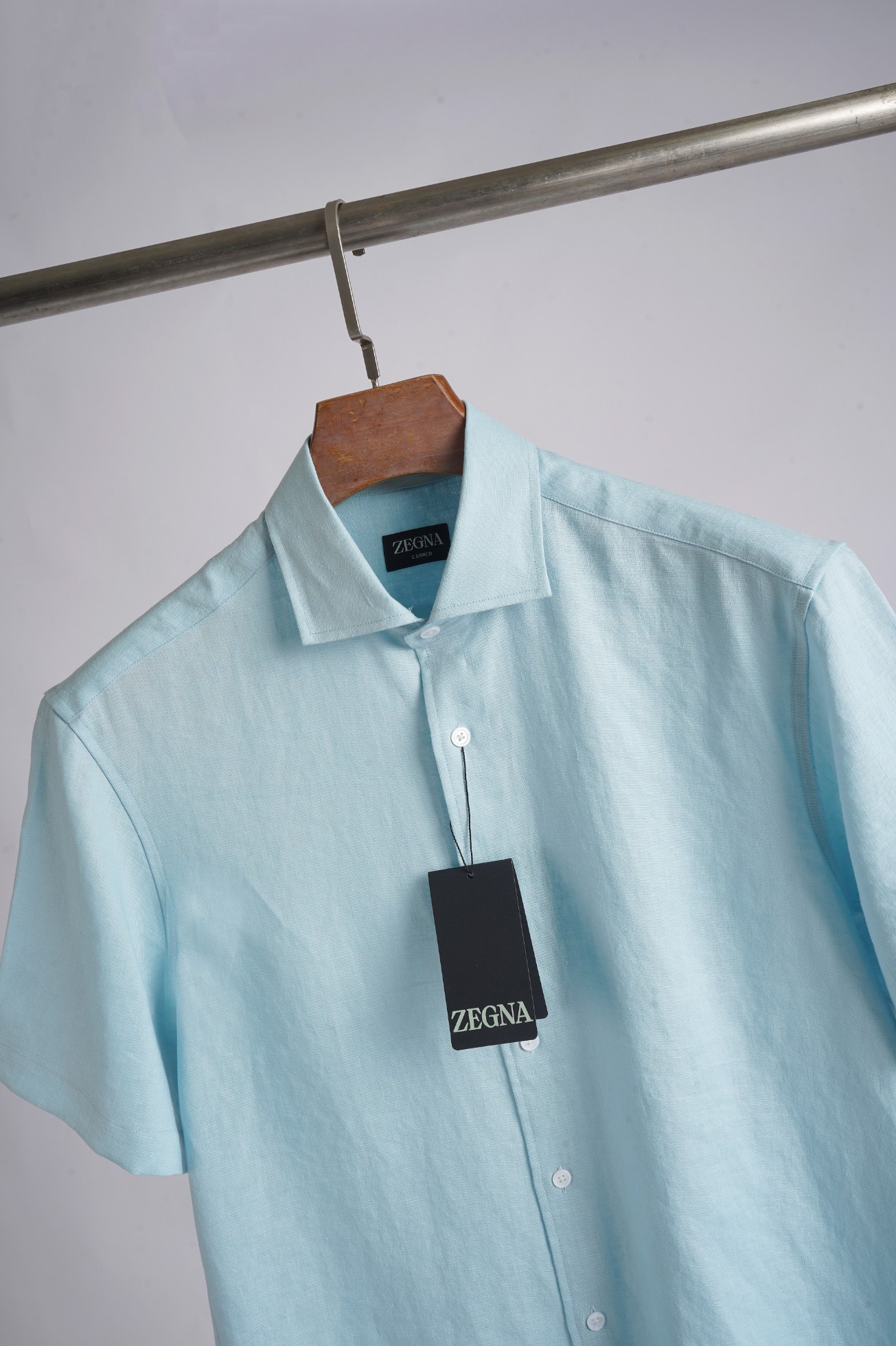 Рубашка мужская Zegna светло-голубого цвета с коротким рукавом
