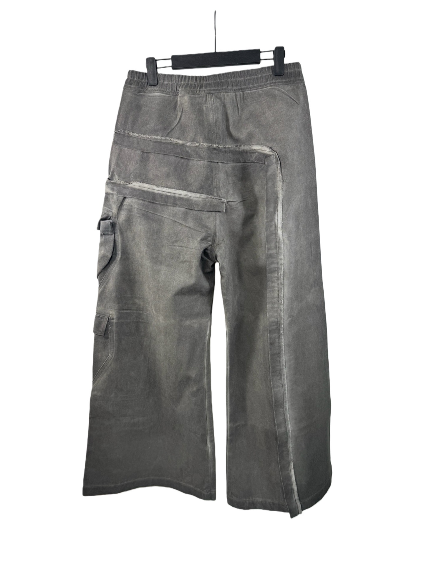 Брюки унисекс в стиле Rick Owens DRKSHDW Hollywood Double Cargo серо-графитового цвета 