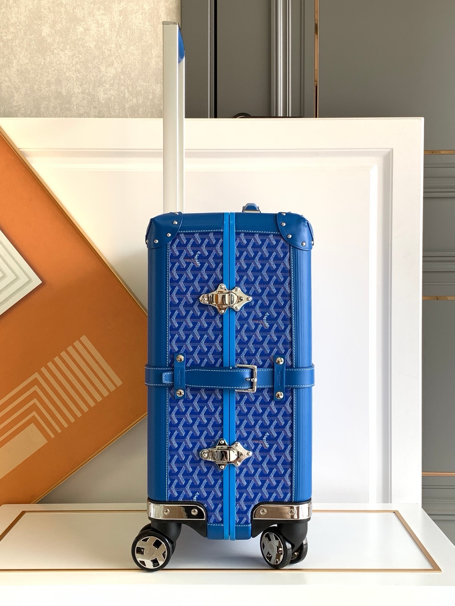Чемодан Goyard Bourget PM синего цвета