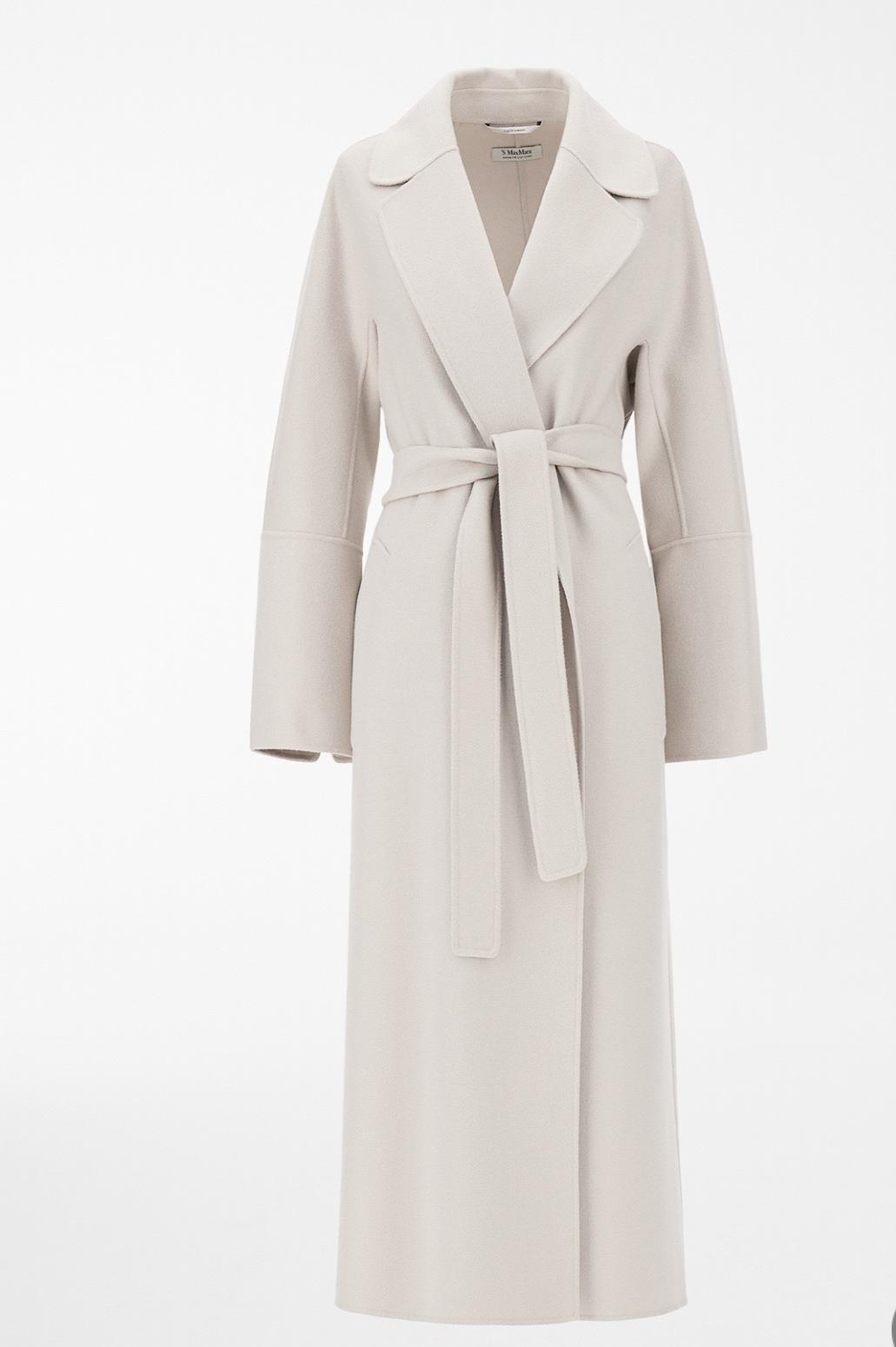 Пальто женское в стиле Max Mara Elisa чёрного цвета с поясом