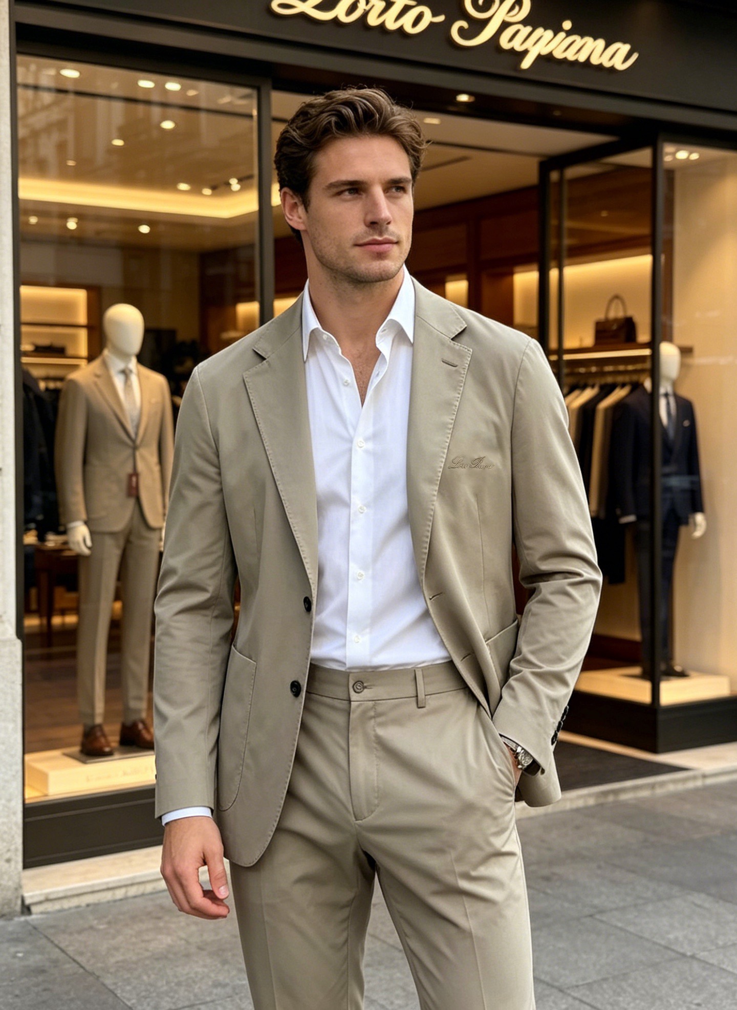 Костюм мужской в стиле Loro Piana чёрного цвета