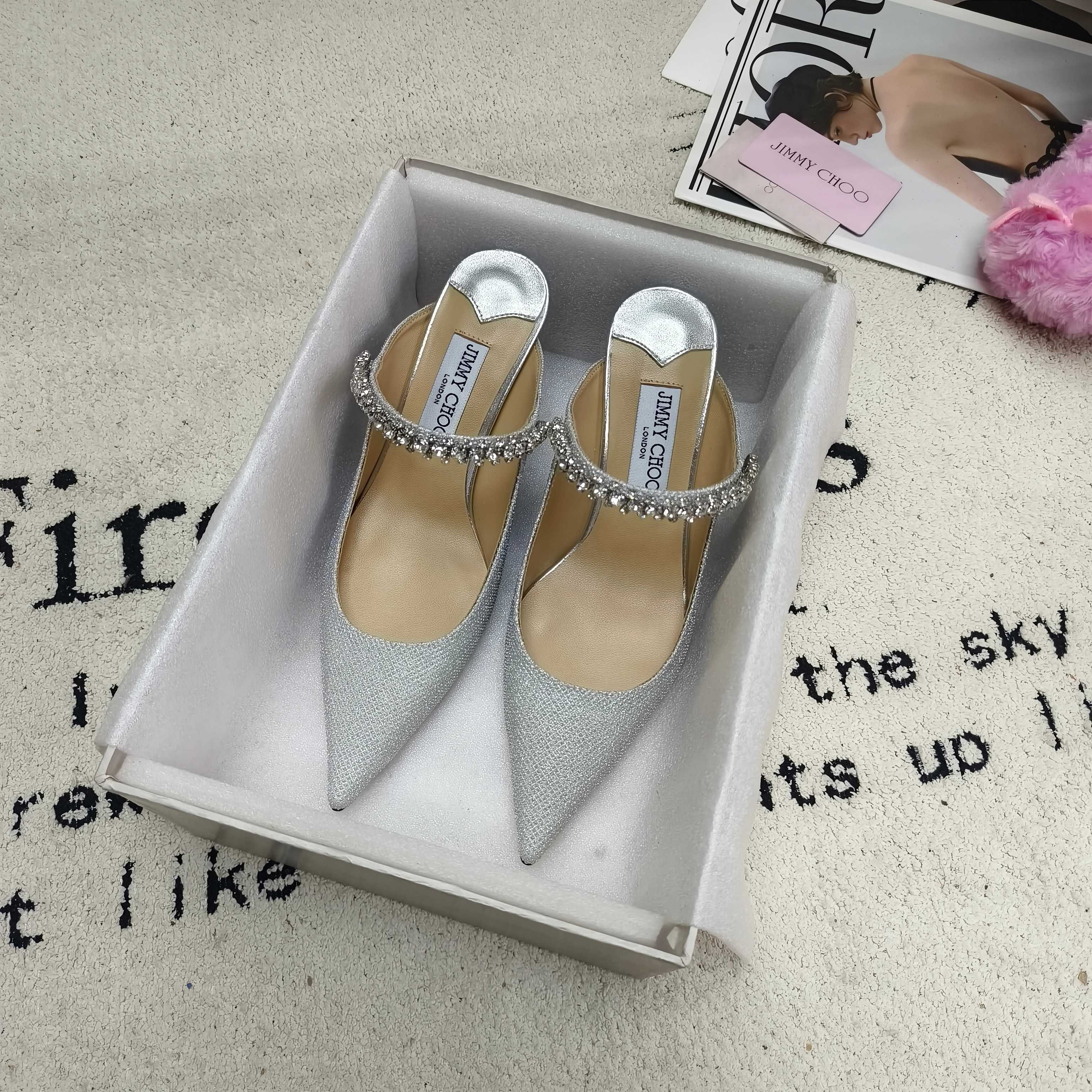 Мюли женские в стиле Jimmy Choo голубого цвета