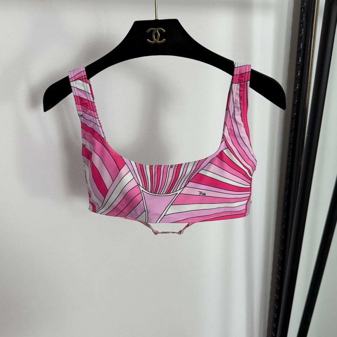 Купальник женский в стиле Emilio Pucci розового цвета с принтом