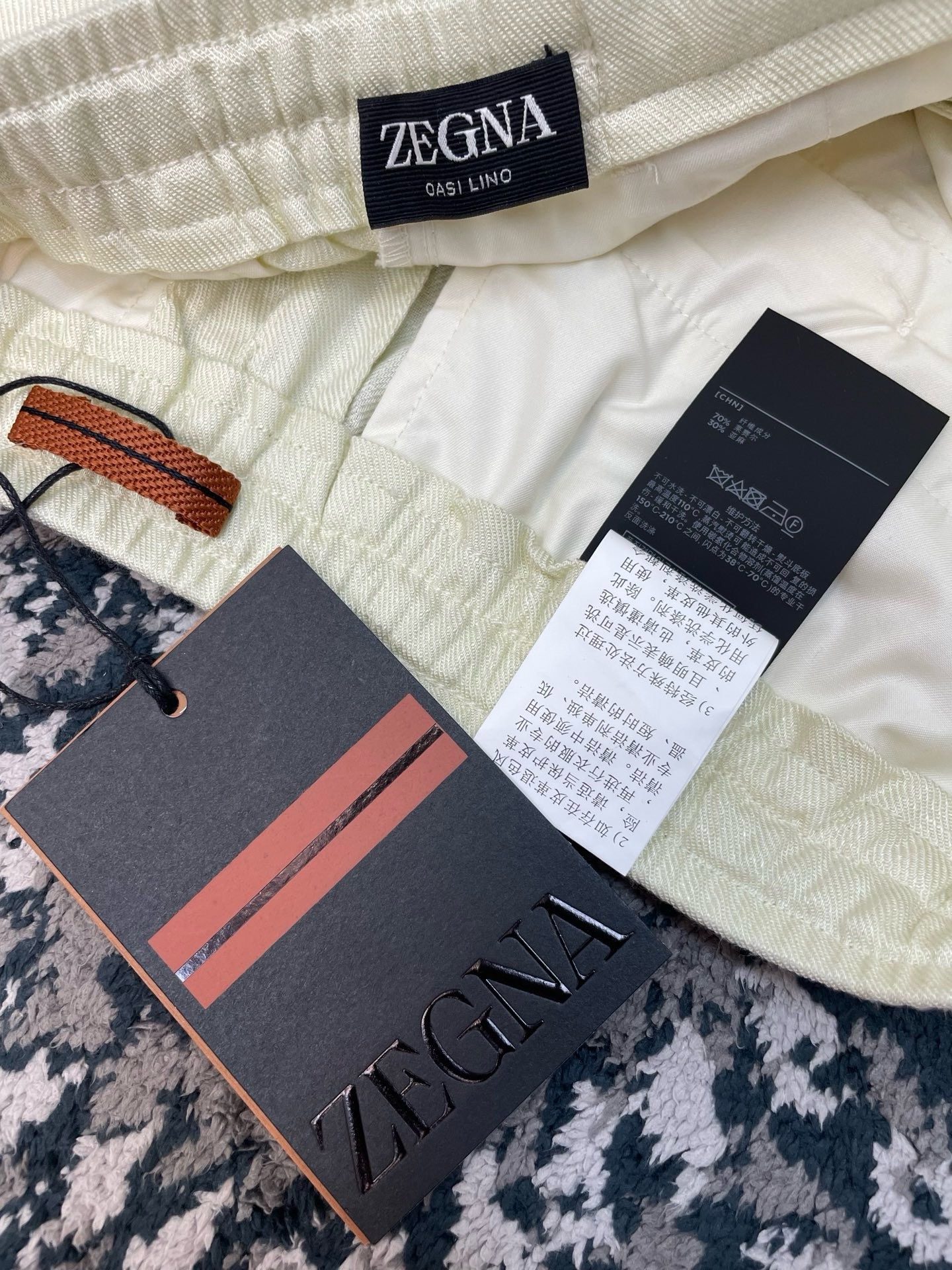 Брюки мужские в стиле Zegna Oasi Lino  молочного цвета