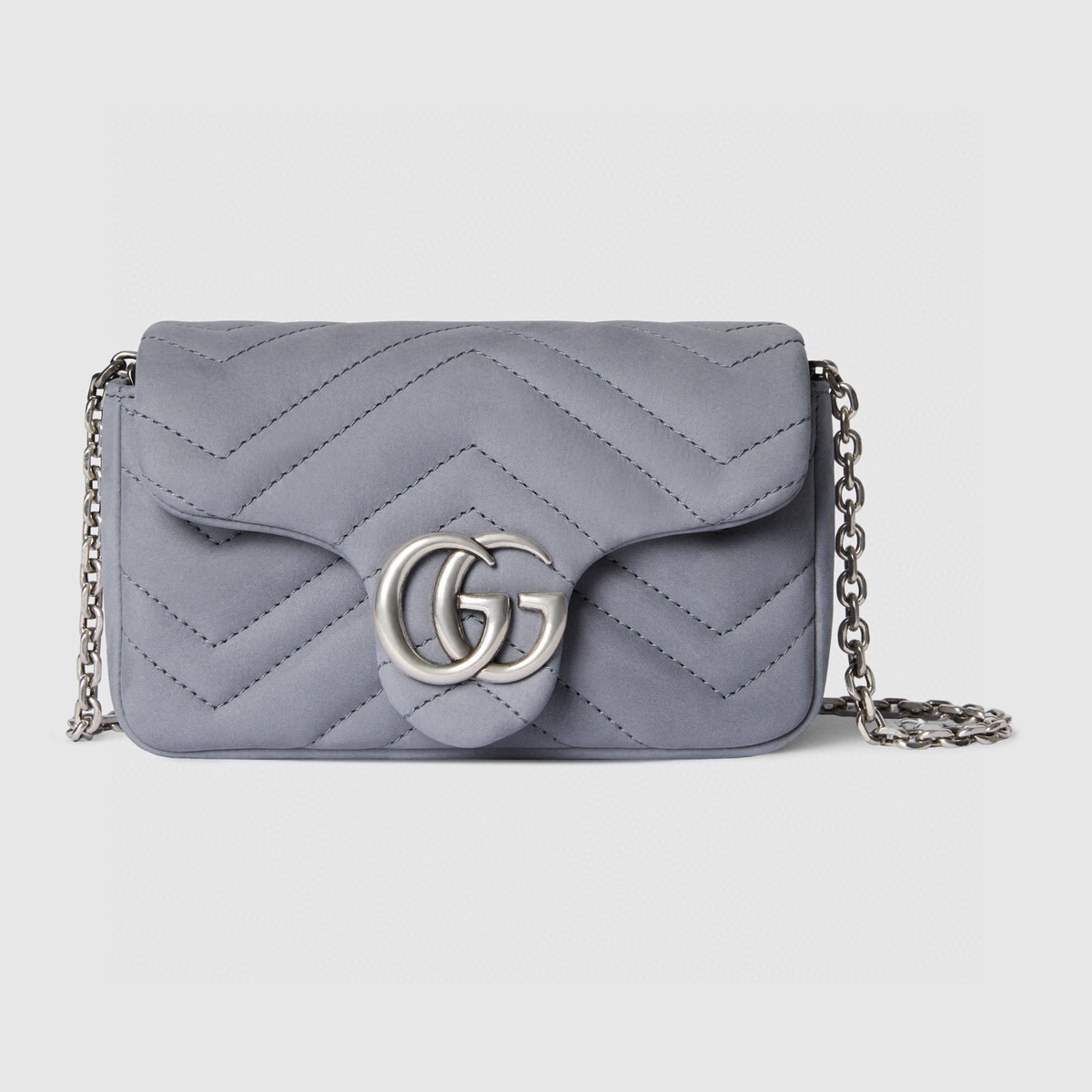 Сумка - мини женская GG Marmont из натуральной кожи, серо-голубая