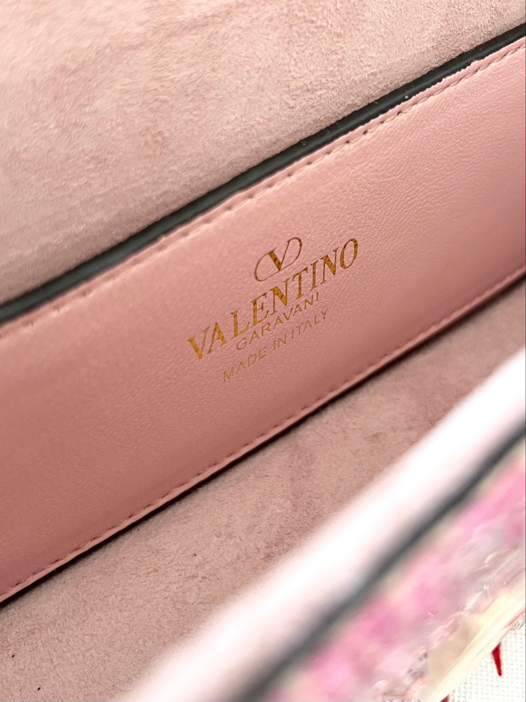 Сумка женская в стиле Valentino Loco со стразами розового цвета