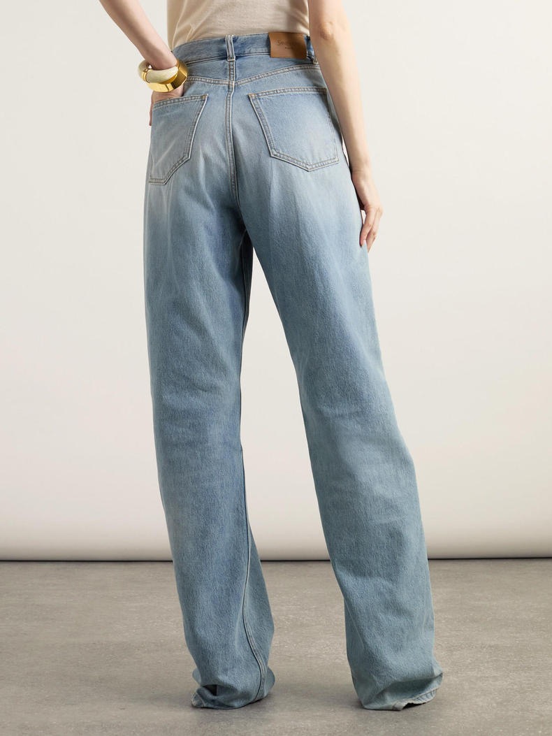 Джинсы женские в стиле Yves Saint Laurent голубого цвета с прямым кроем