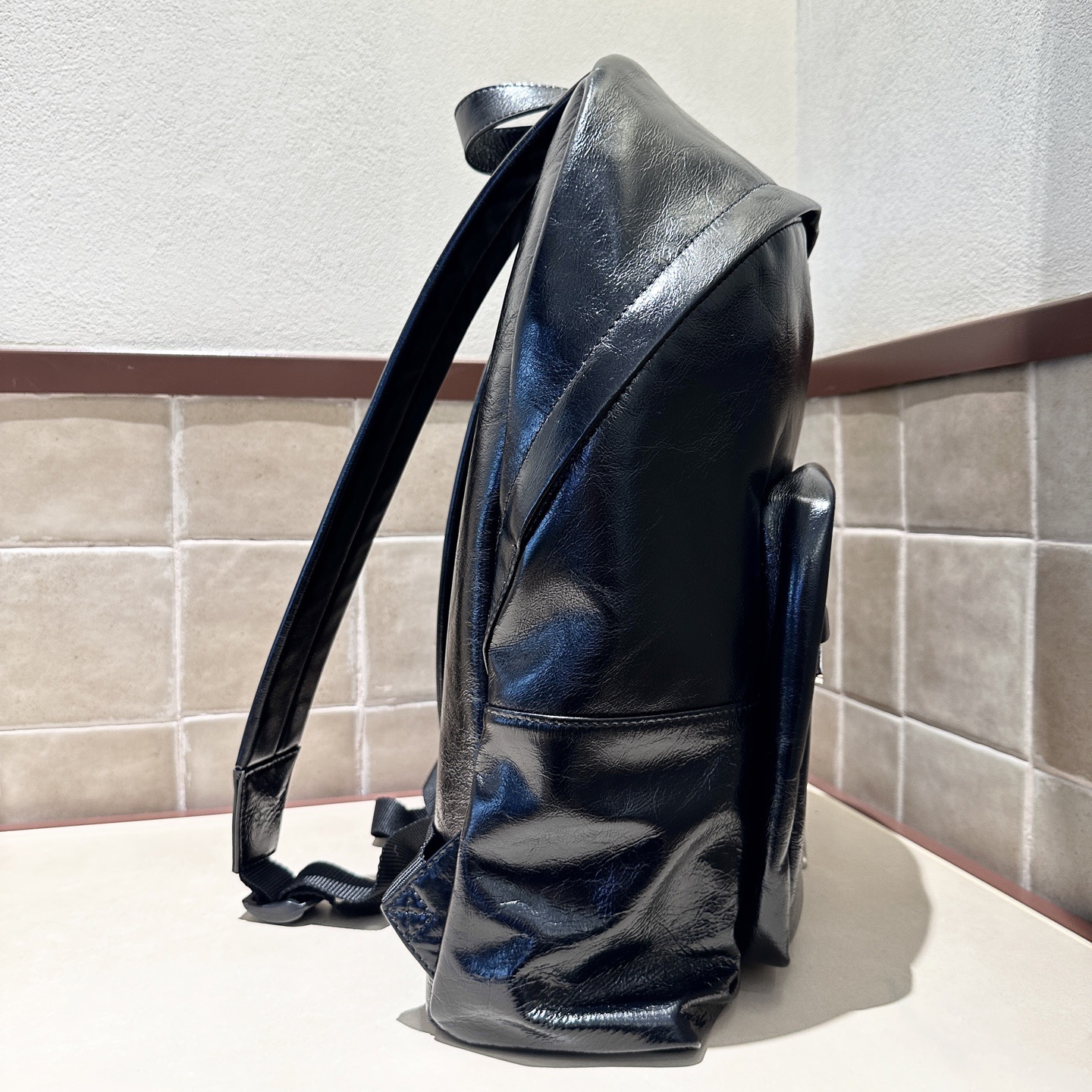 Рюкзак мужской в стиле Balenciaga Monaco из натуральной кожи чёрного цвета