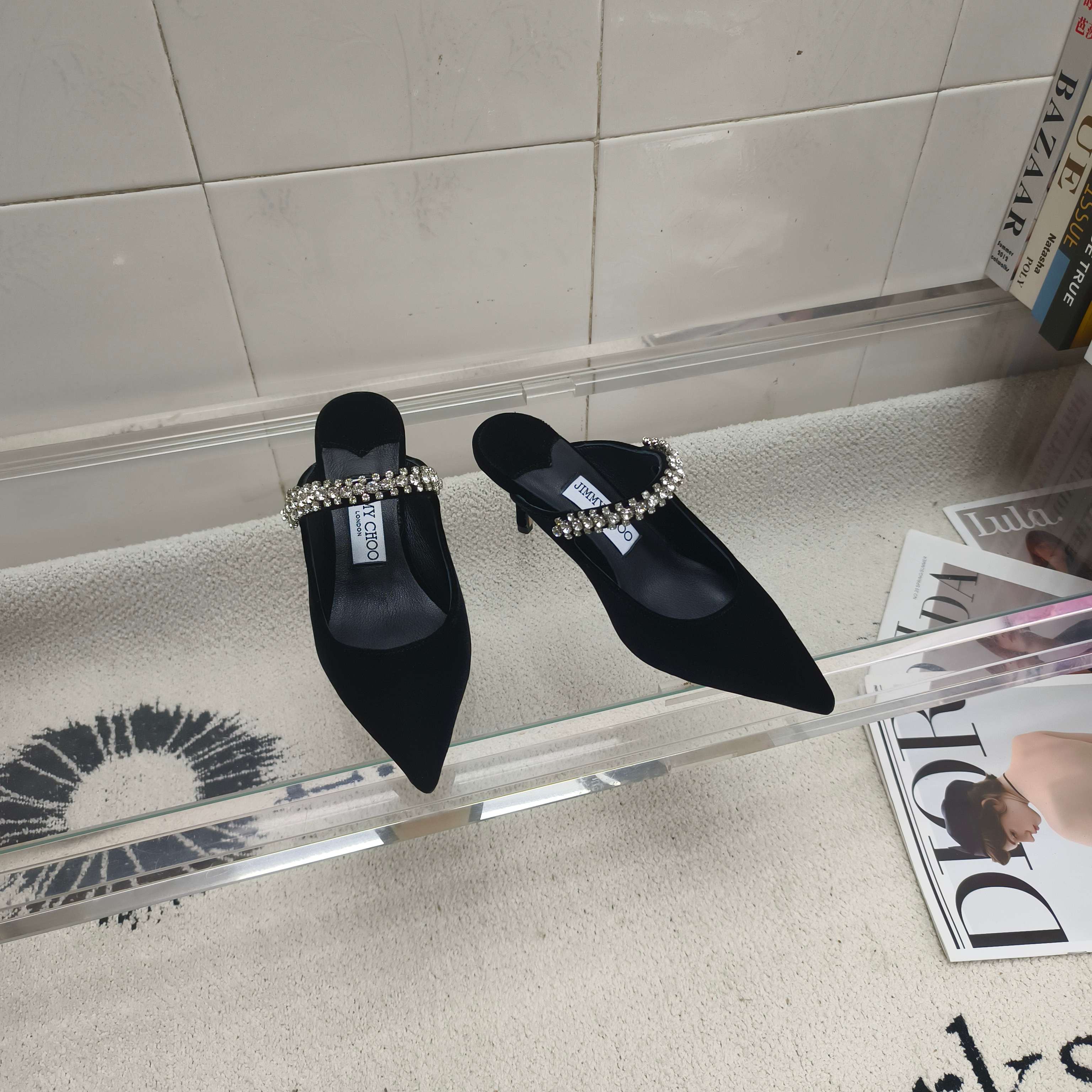 Мюли женские в стиле Jimmy Choo Bing черного цвета