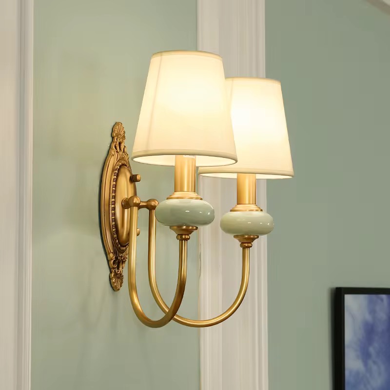 Светильник настенный классический с тканевым абажуром в американском стиле