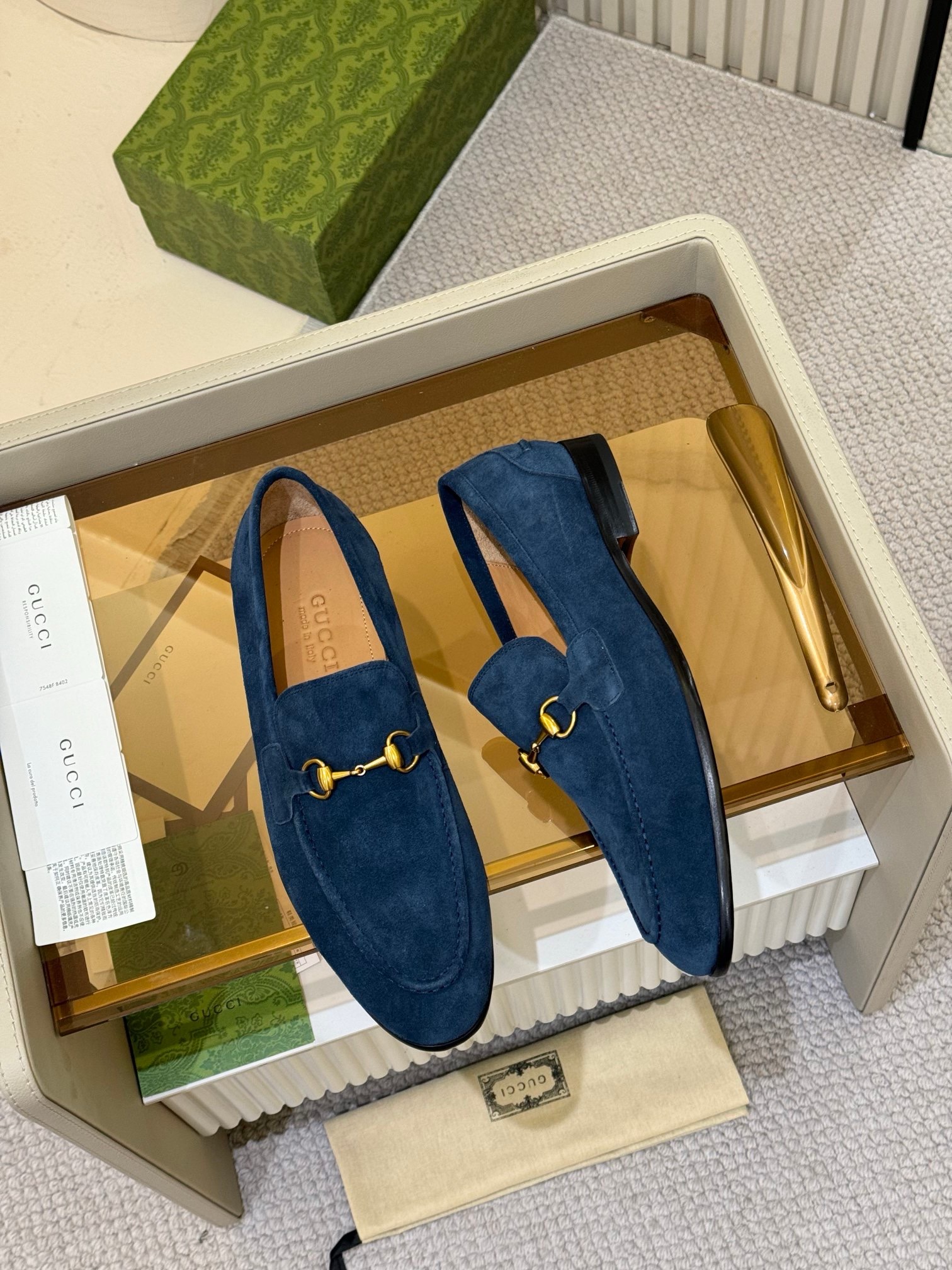 Лоферы мужские Gucci из натуральной замши синего цвета