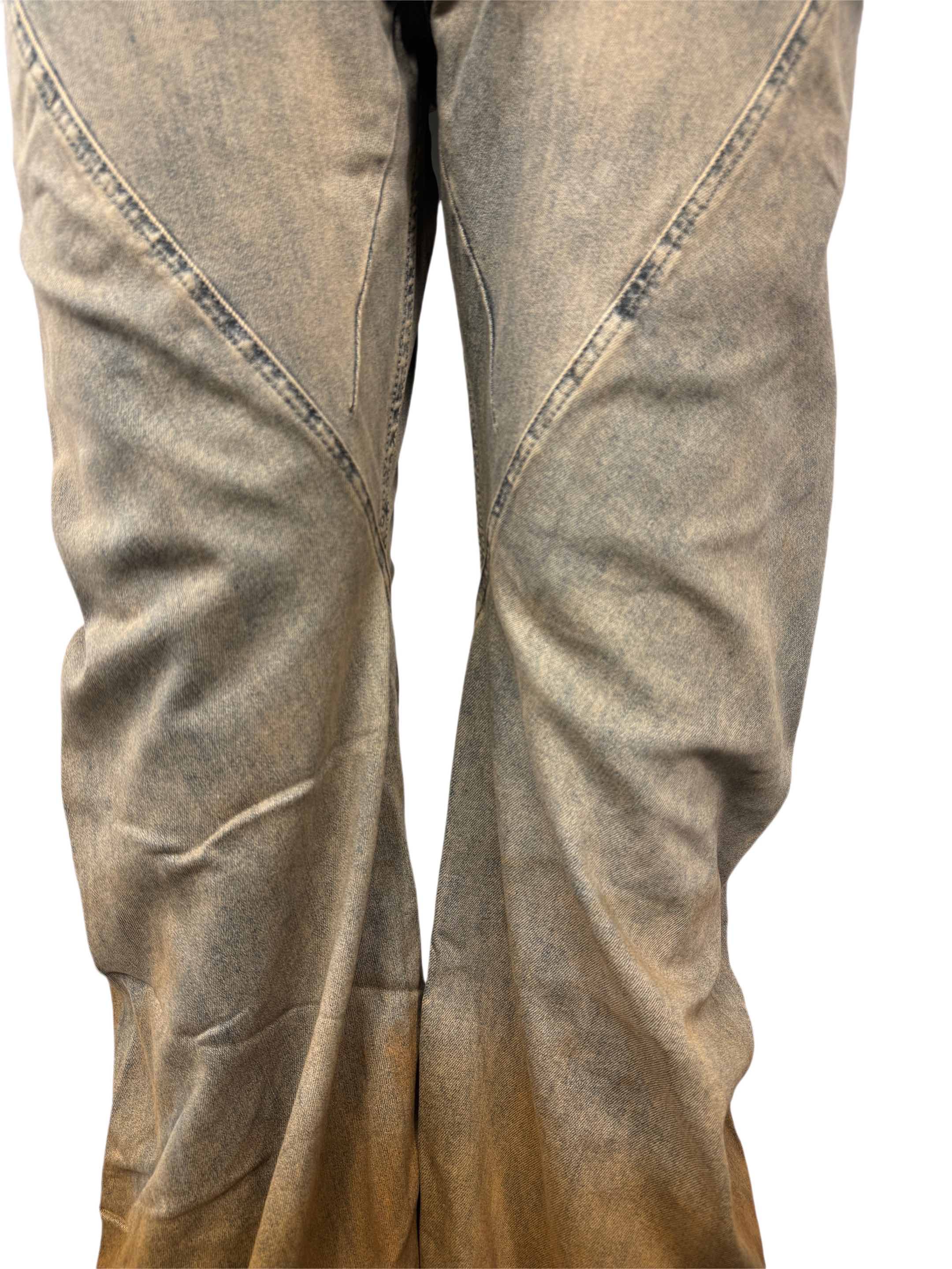 Джинсы унисекс в стиле Rick Owens серо-коричневого цвета