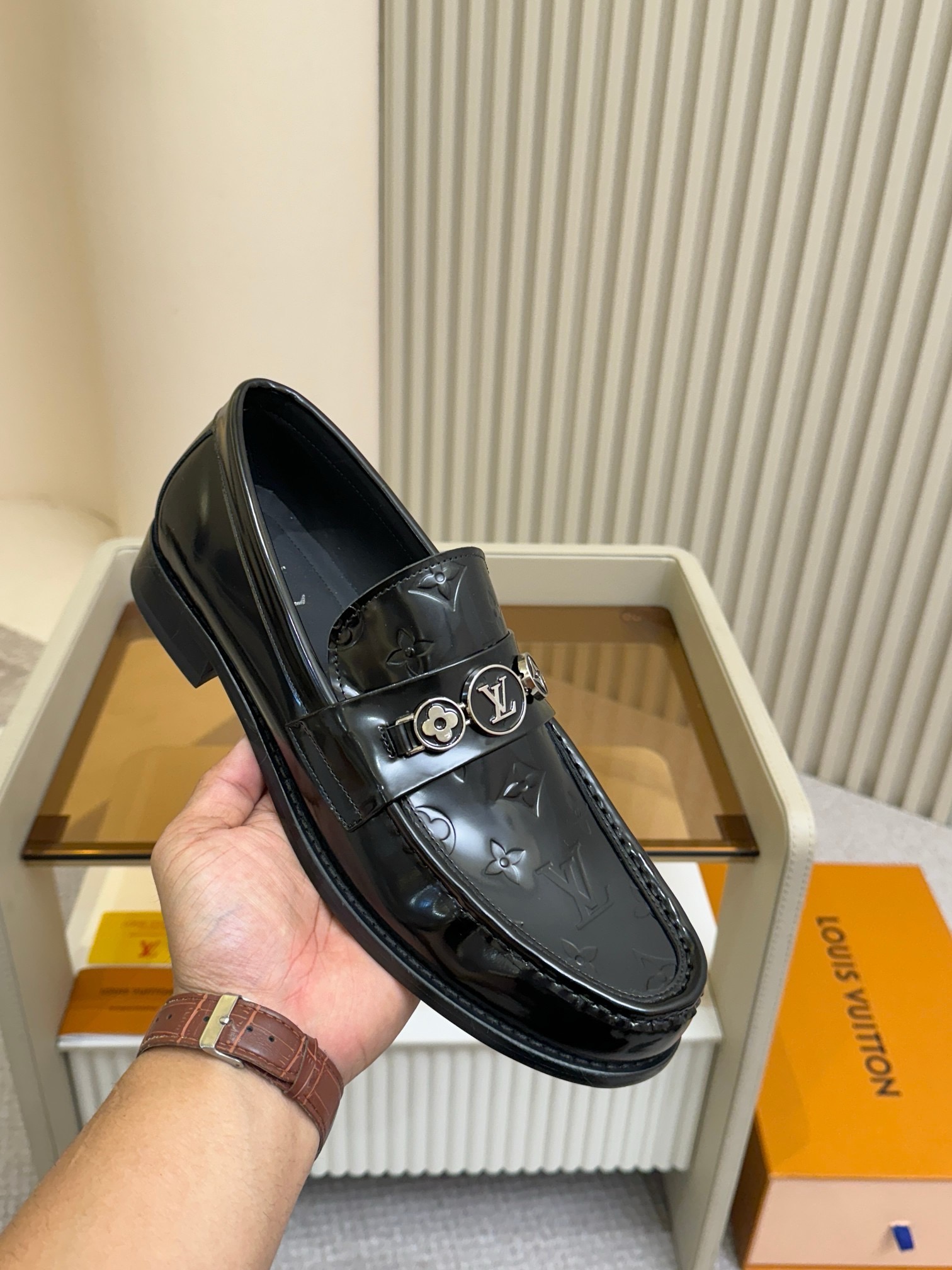 Лоферы мужские Louis Vuitton LV Initials чёрного цвета