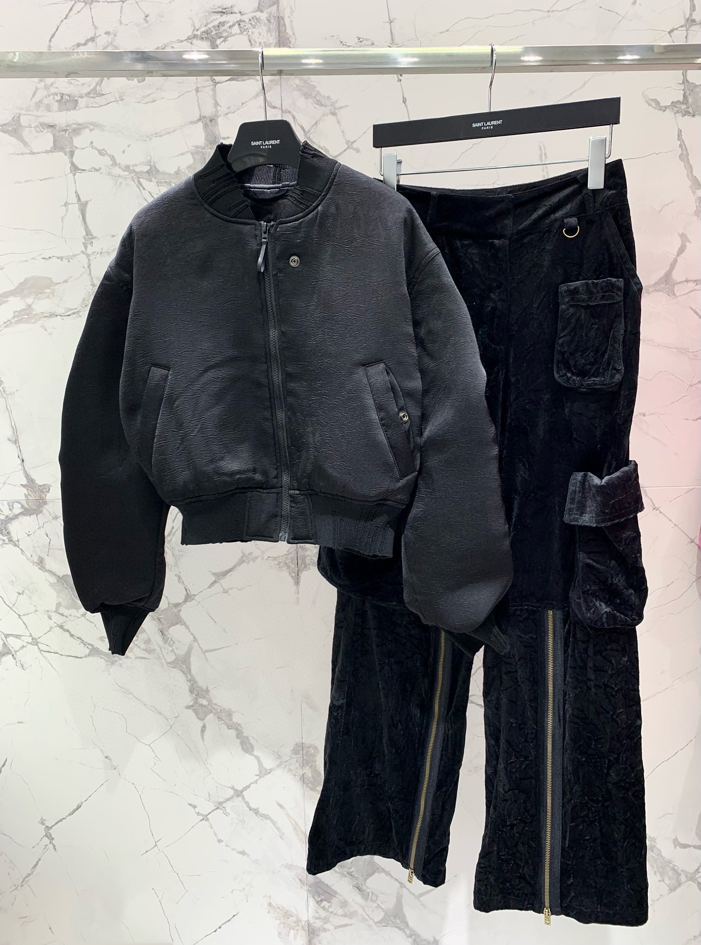 Куртка-бомбер женская в стиле Acne Studios из плотного хлопка премиум-класса, чёрного цвета
