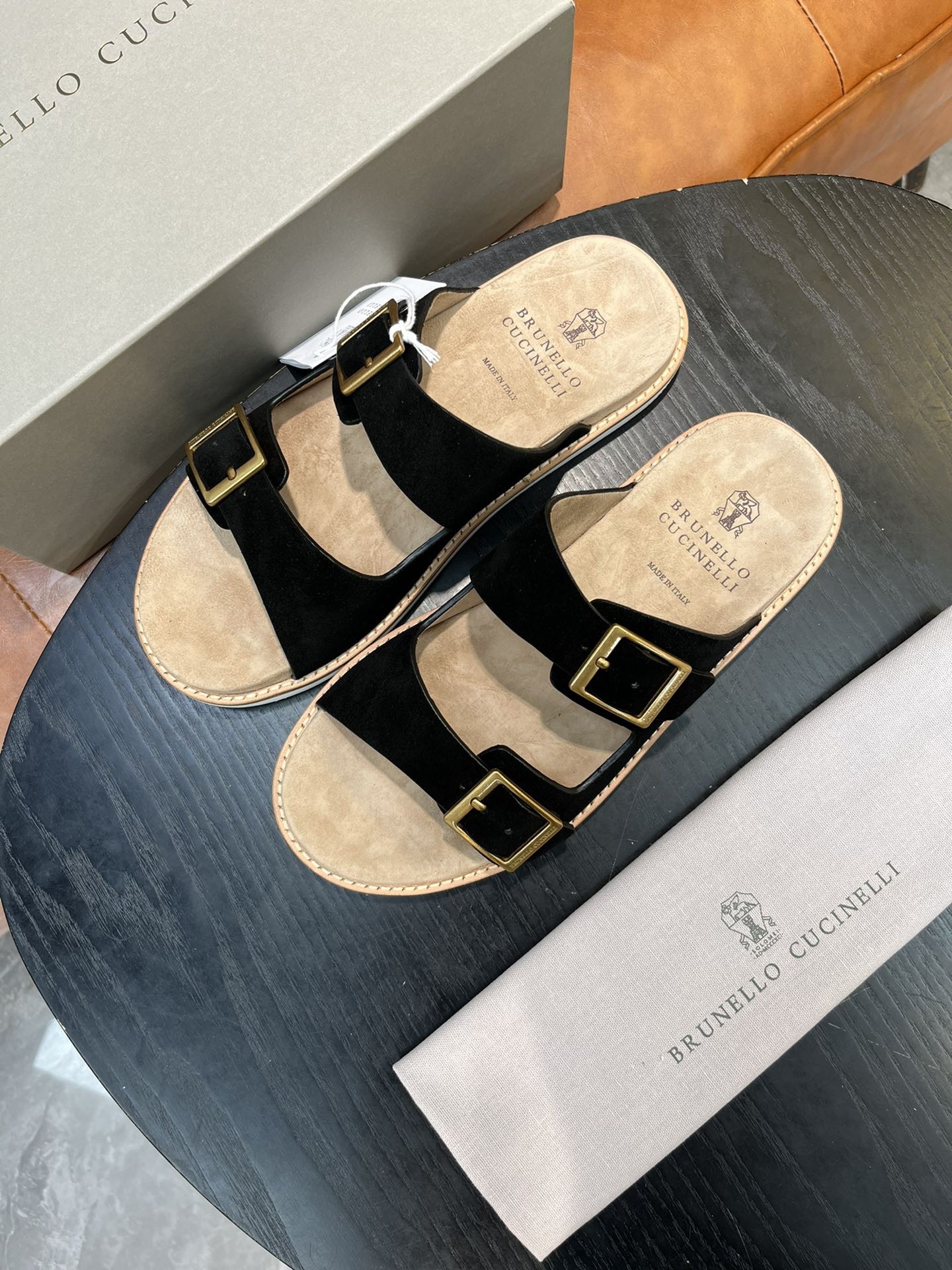 Сандалии мужские в стиле Brunello Cucinelli чёрного цвета