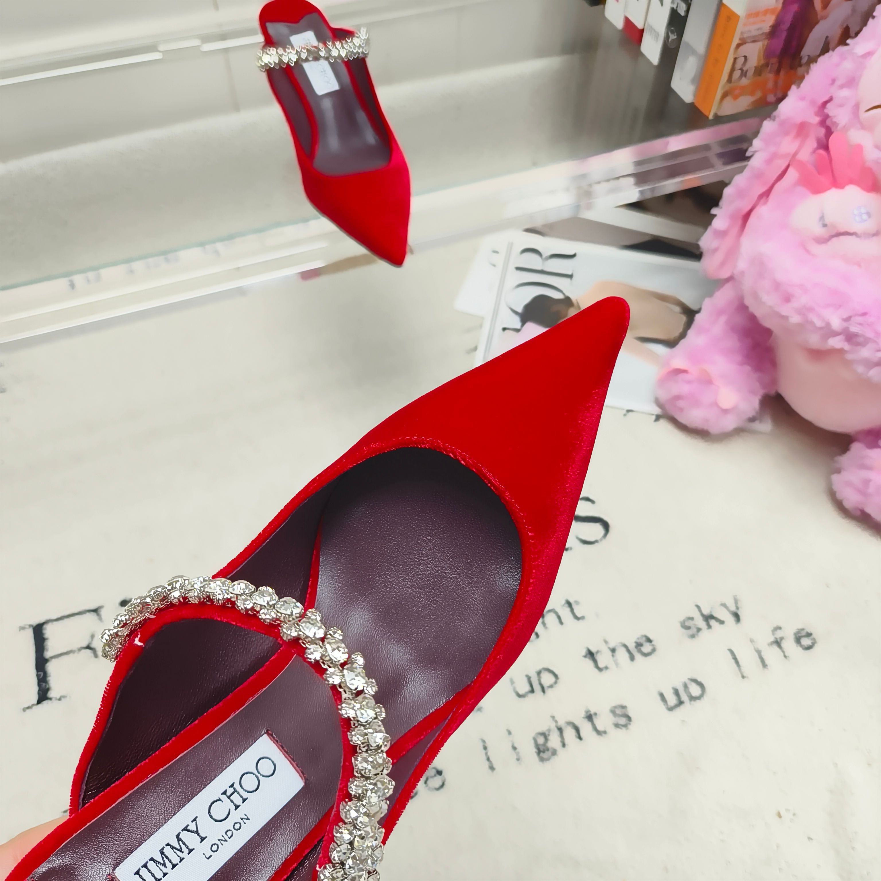 Мюли женские в стиле Jimmy Choo красного цвета