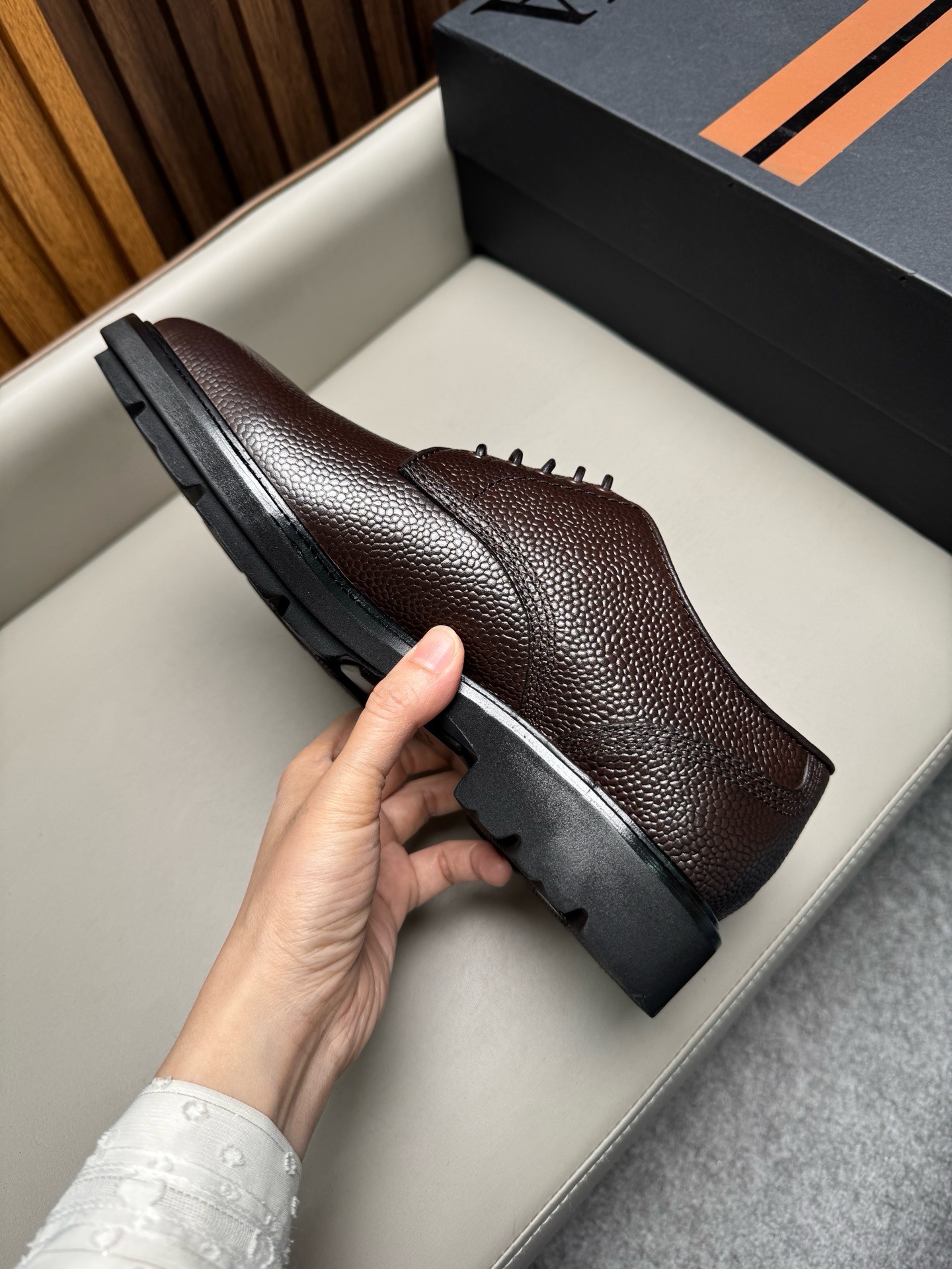 Дерби мужские в стиле Zegna Aosta коричневого цвета