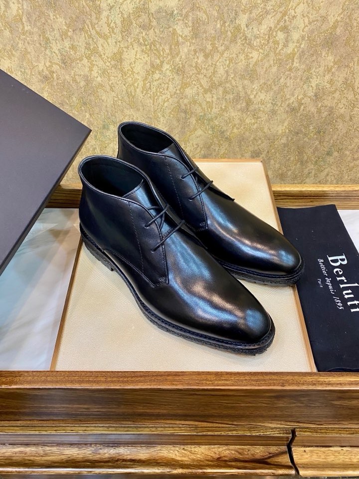 Ботинки мужские Berluti Brunico из гладкой натуральной кожи чёрного цвета