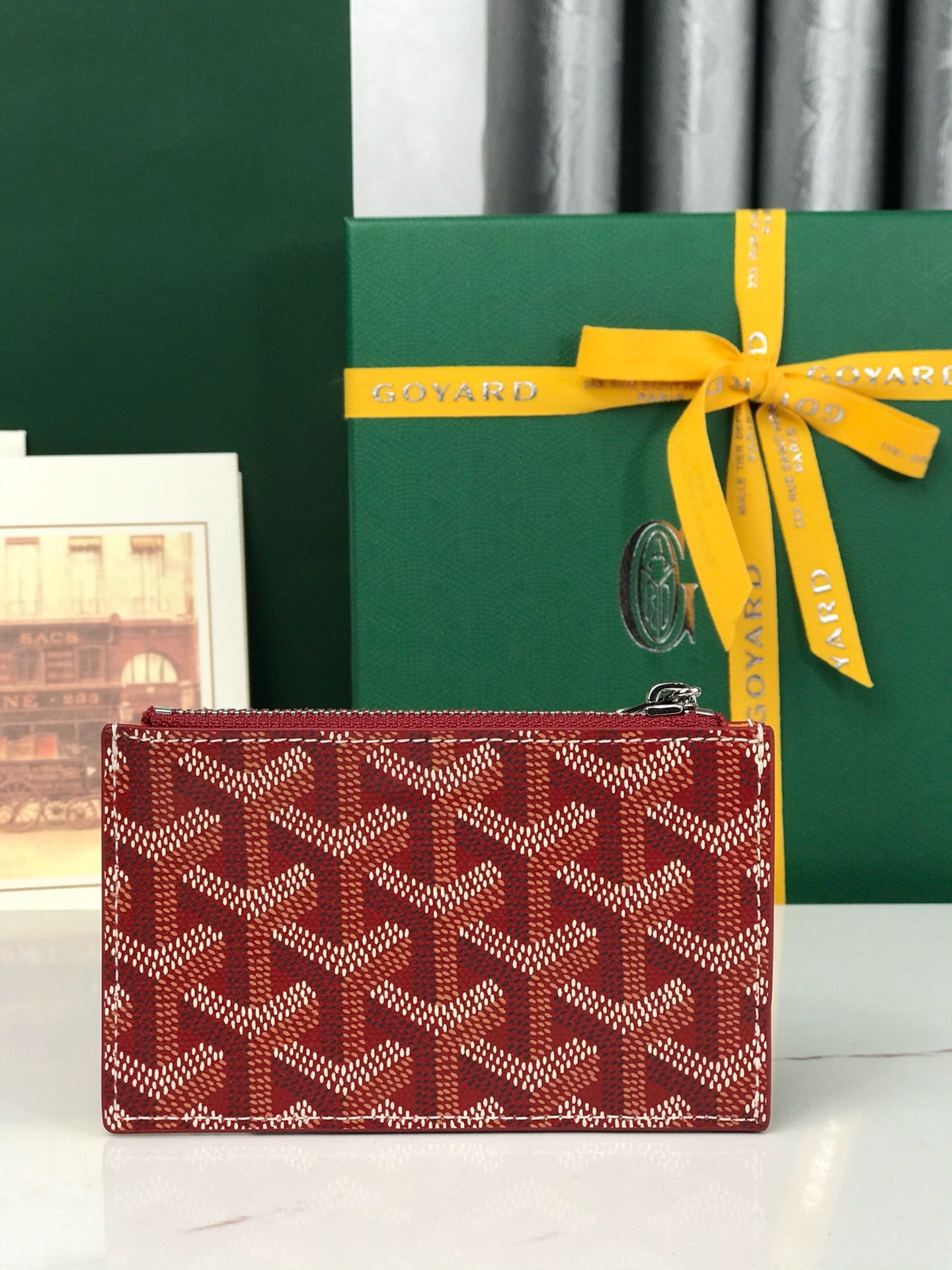 Картхолдер Goyard Bourbon красного цвета