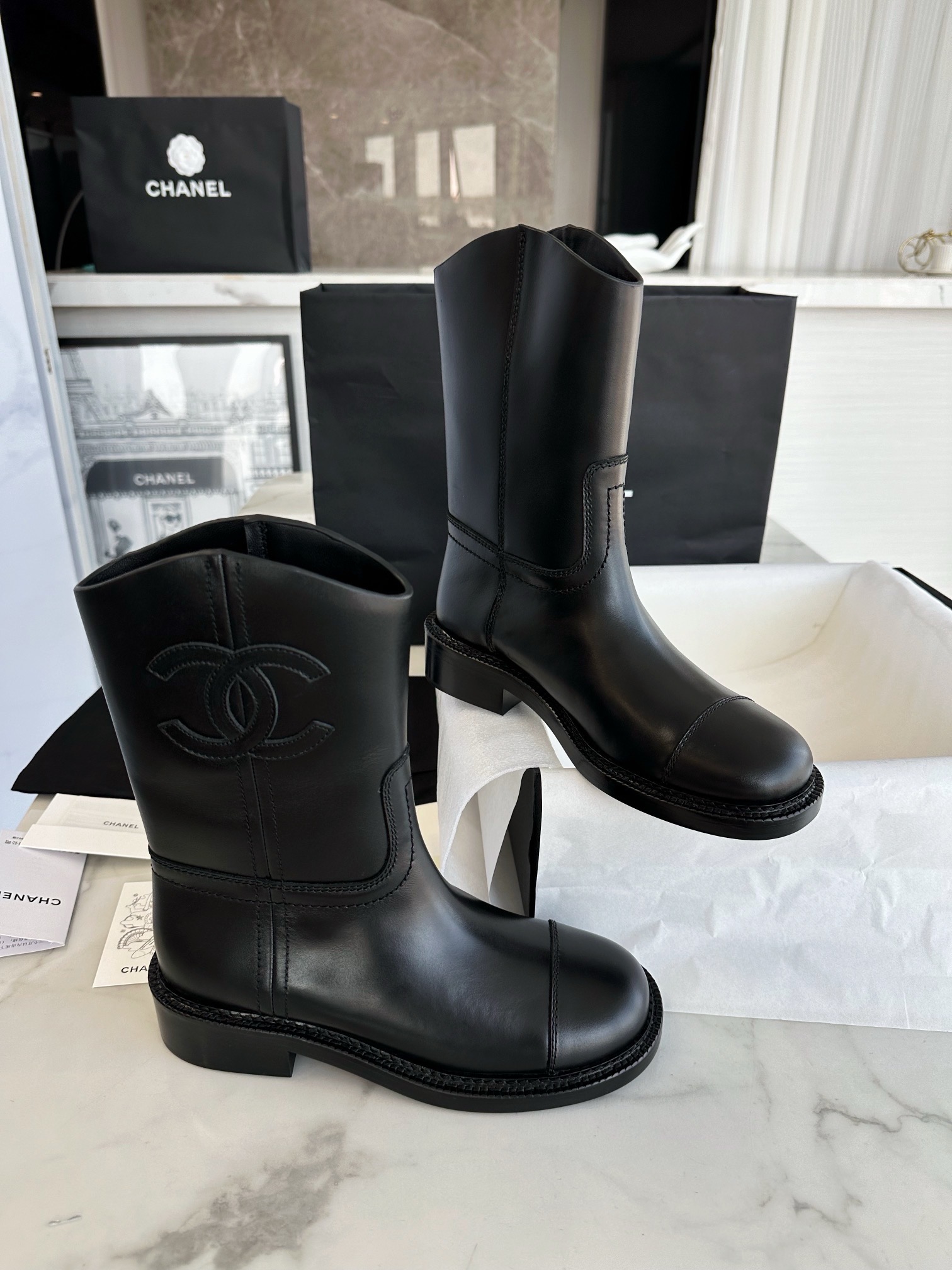 Полусапоги женские Chanel Western чёрного цвета