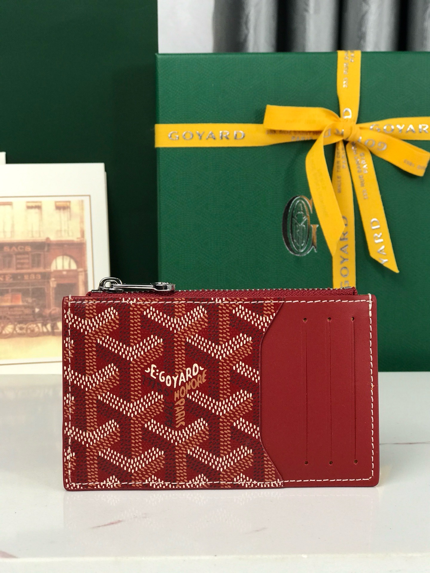 Картхолдер Goyard Bourbon красного цвета