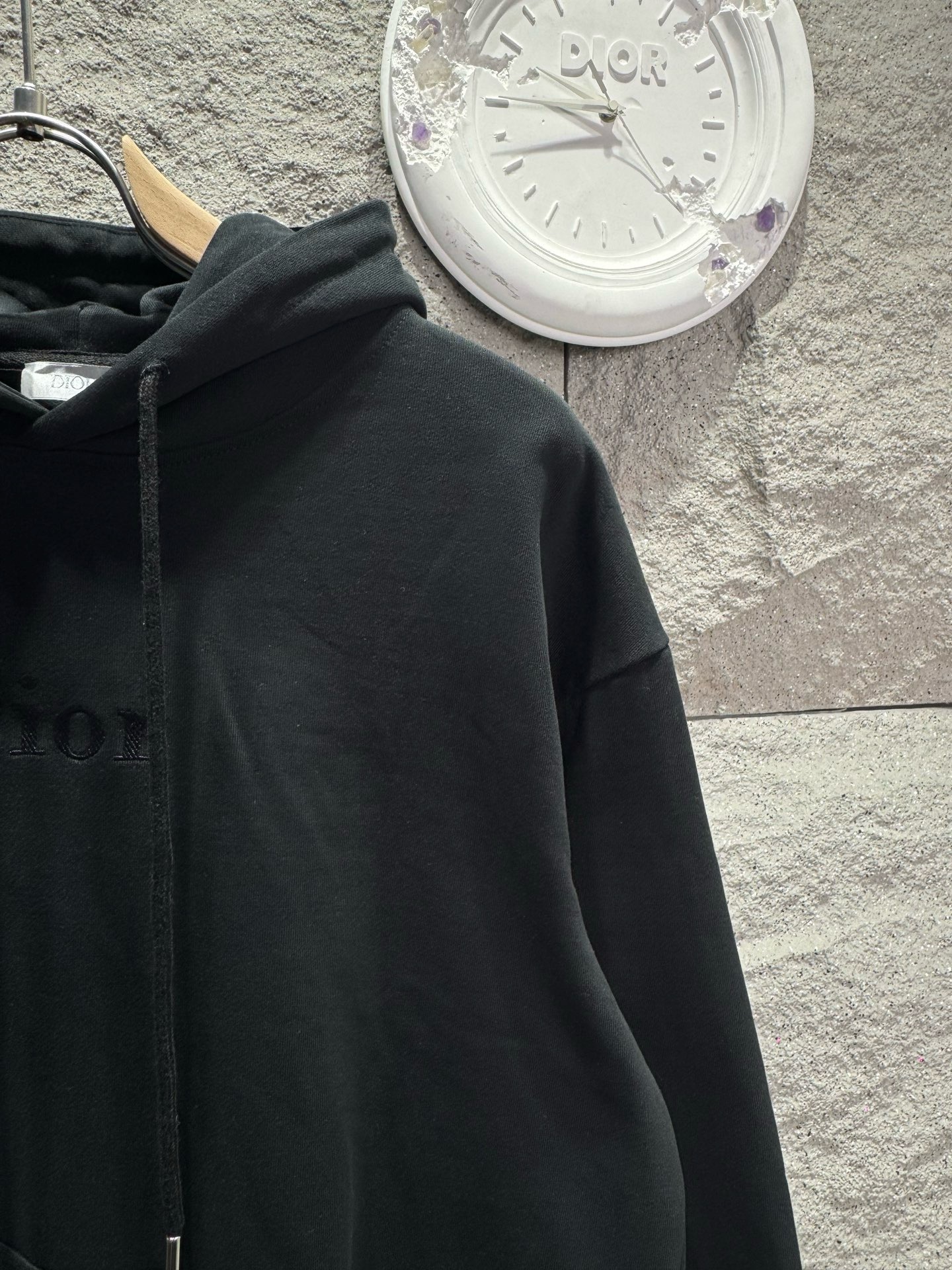 Худи мужское Dior Hooded Sweatshirt with Dior Embroidery чёрного цвета