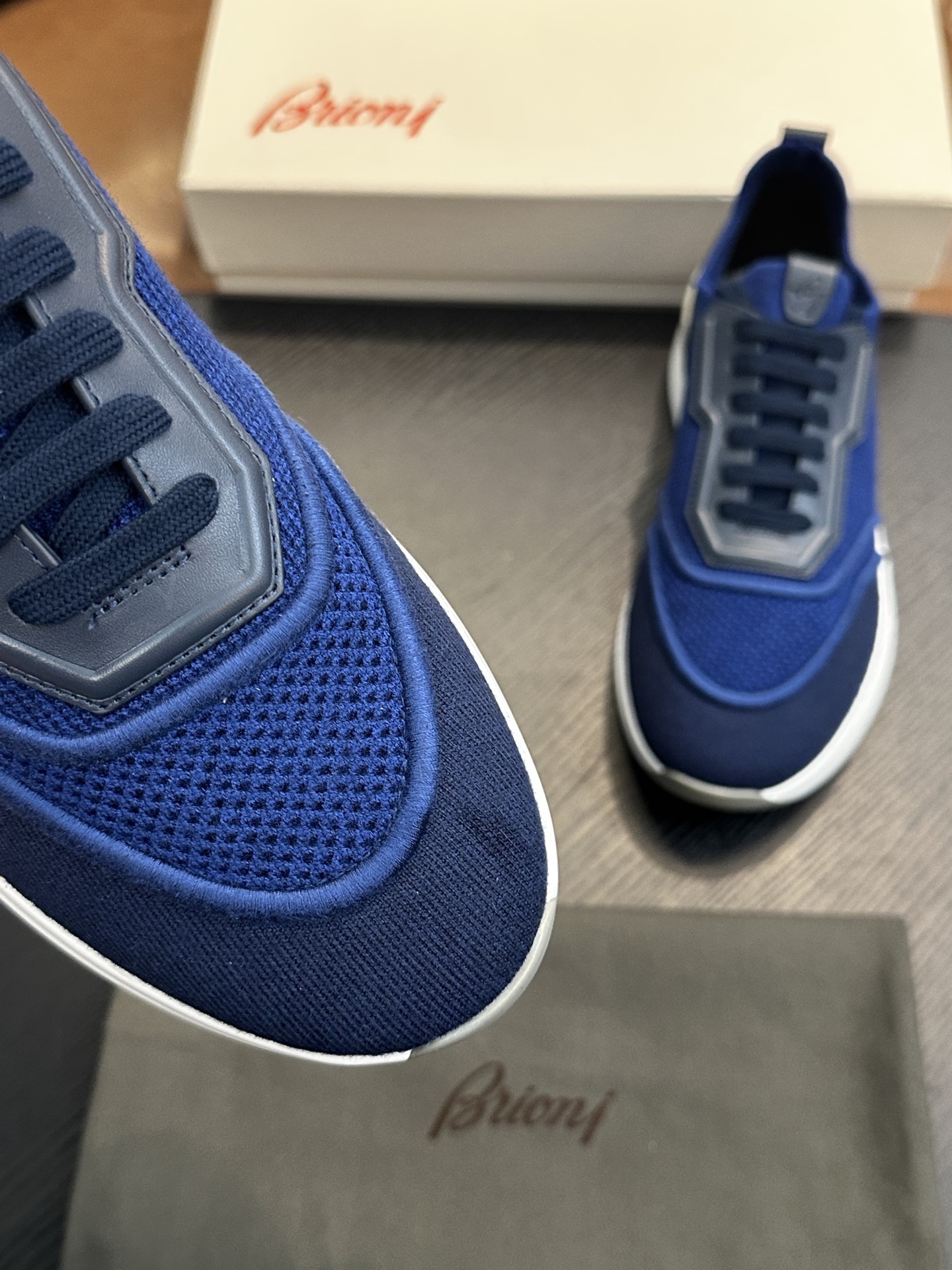 Кроссовки мужские в стиле Brioni синего цвета