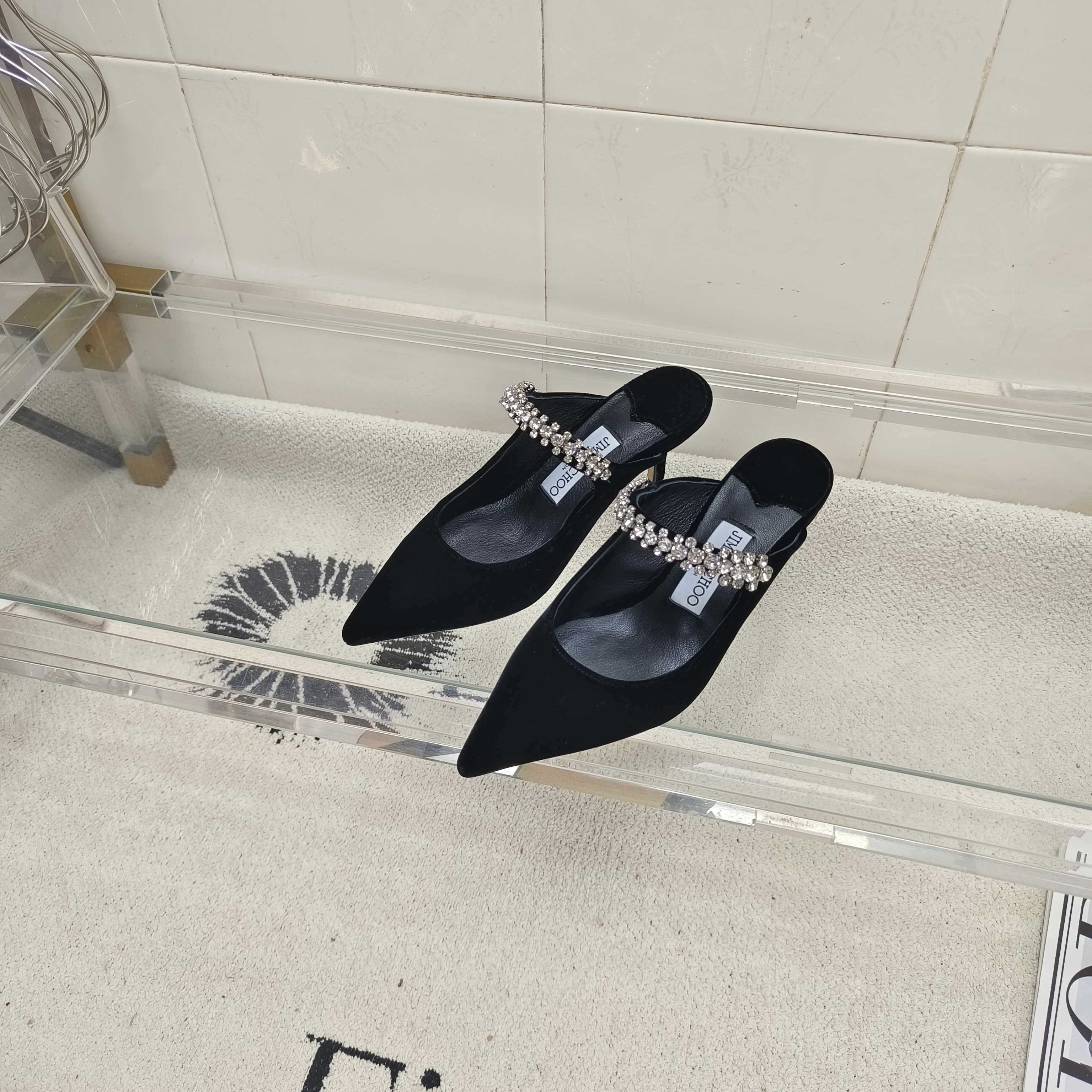 Мюли женские в стиле Jimmy Choo Bing черного цвета