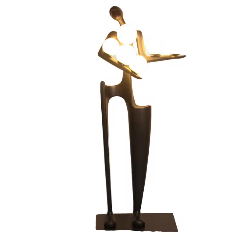 Торшер напольный дизайнерский светодиодный в виде фигуры человека с шаровыми плафонами