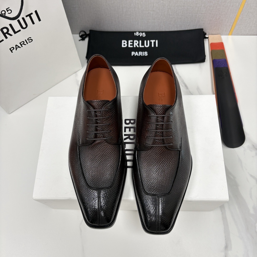 Туфли мужские Berluti классические оксфорды коричневого цвета