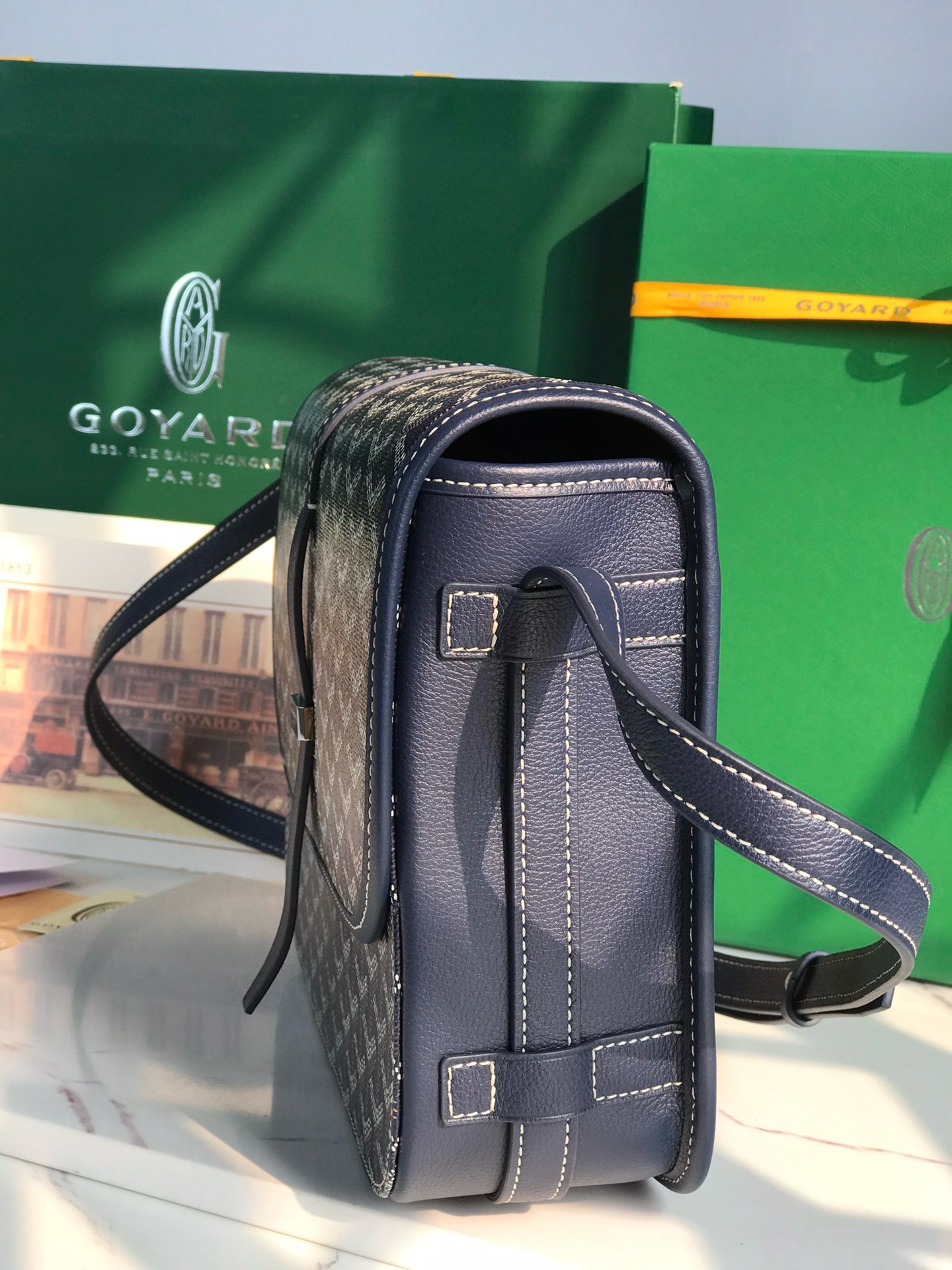 Сумка женская Goyard Belvédère II тёмно-синего цвета