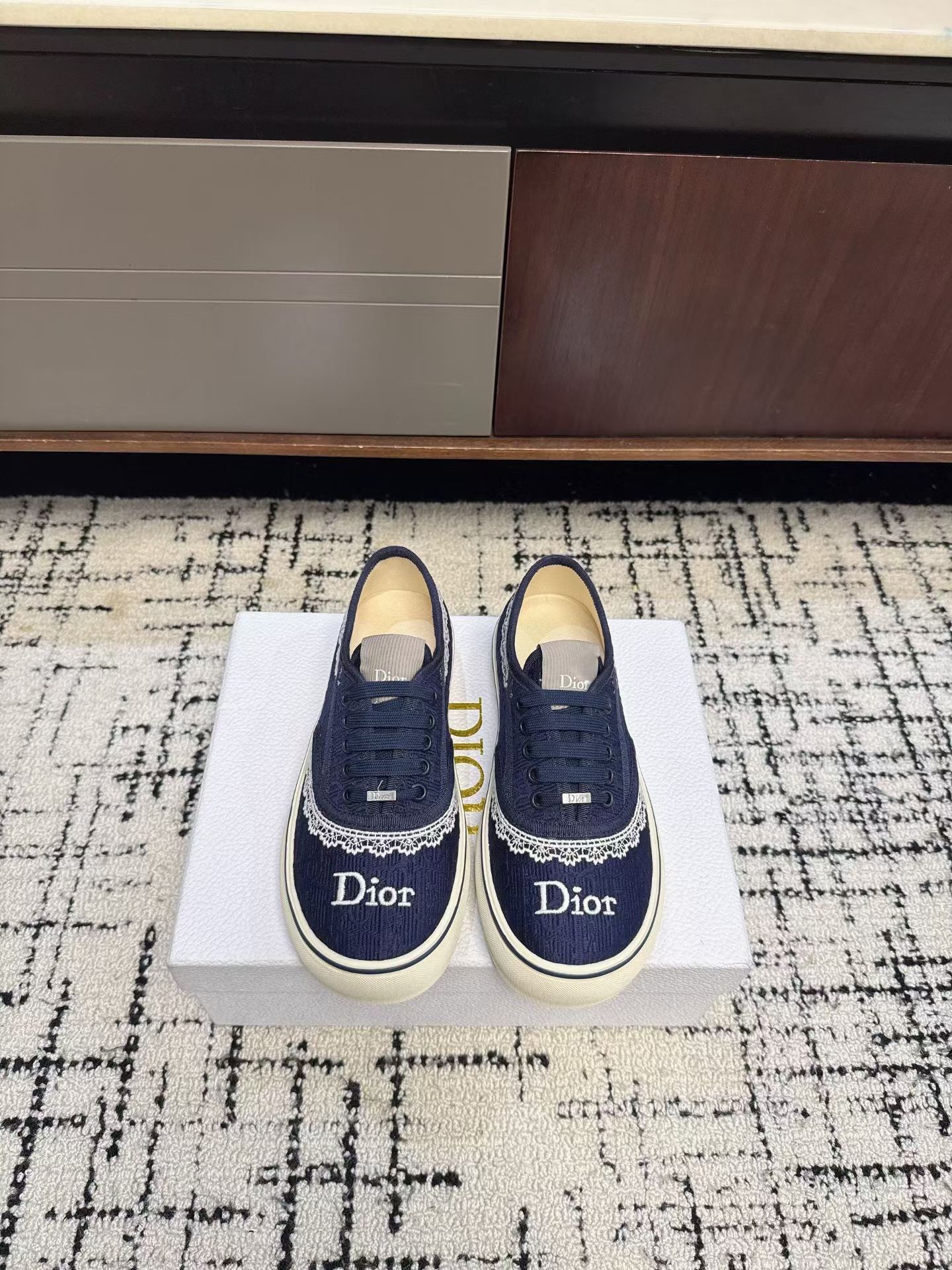 Кроссовки женские в стиле Dior Chrono тёмно-синего цвета