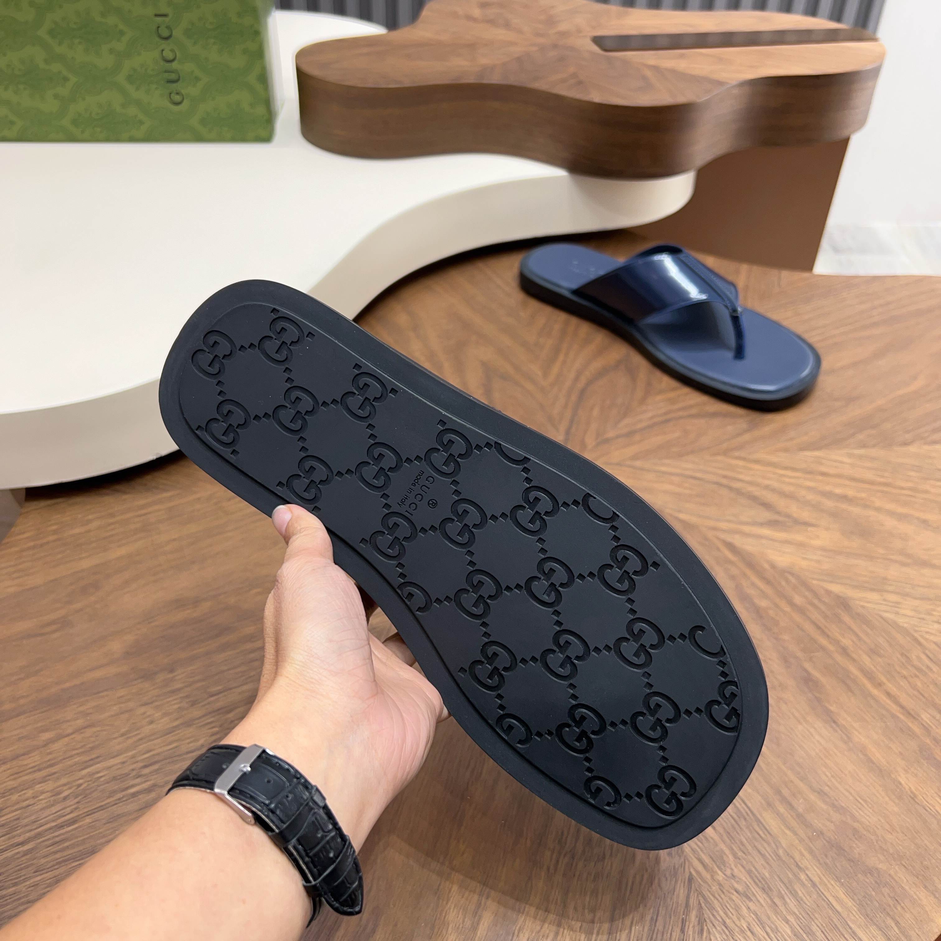 Шлёпанцы мужские в стиле Gucci синего цвета