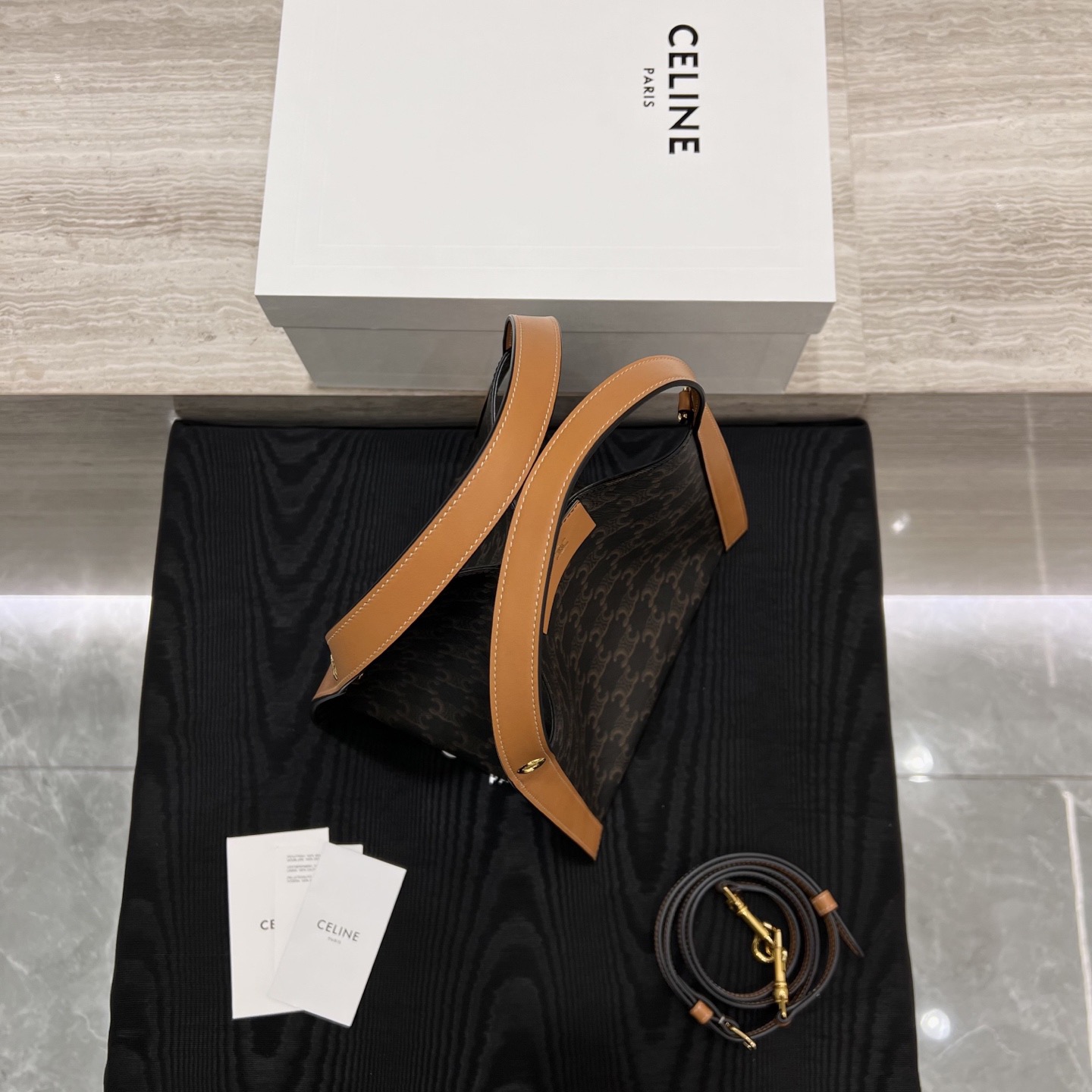 Сумка женская в стиле Celine Cubo Monogram коричневого цвета