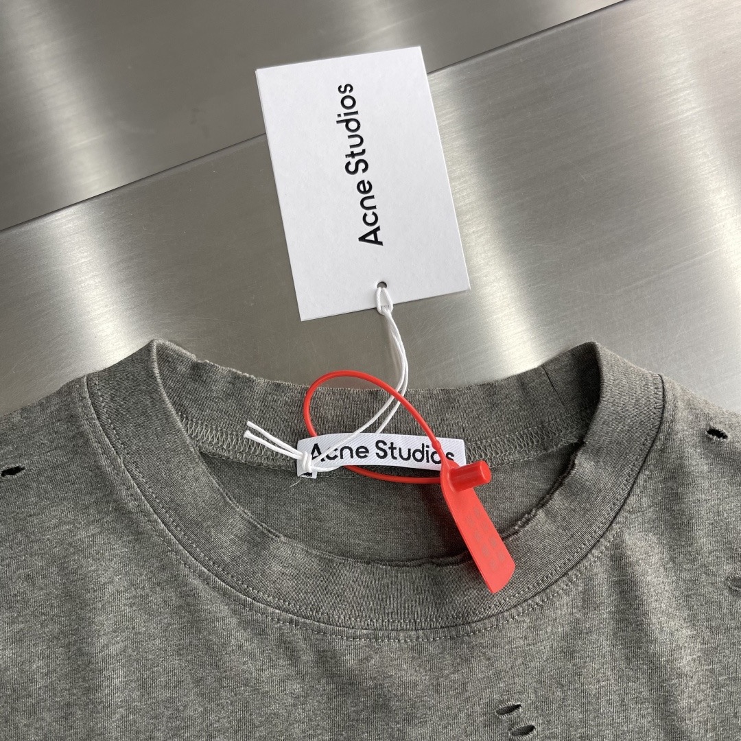 Футболка мужская в стиле Acne Studios с принтом оливкого цвета