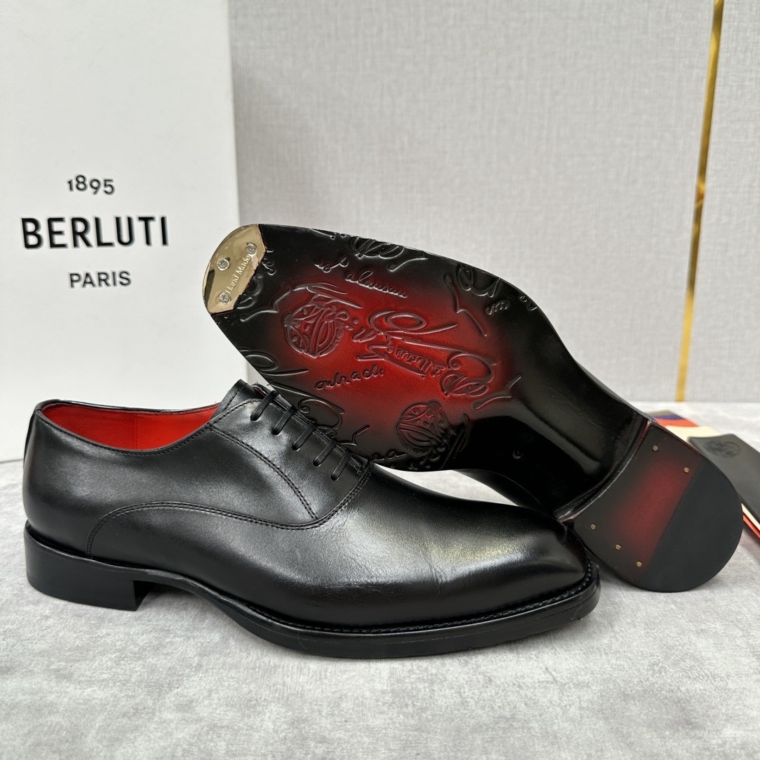 Туфли мужские в стиле Berluti классические оксфорды черного цвета
