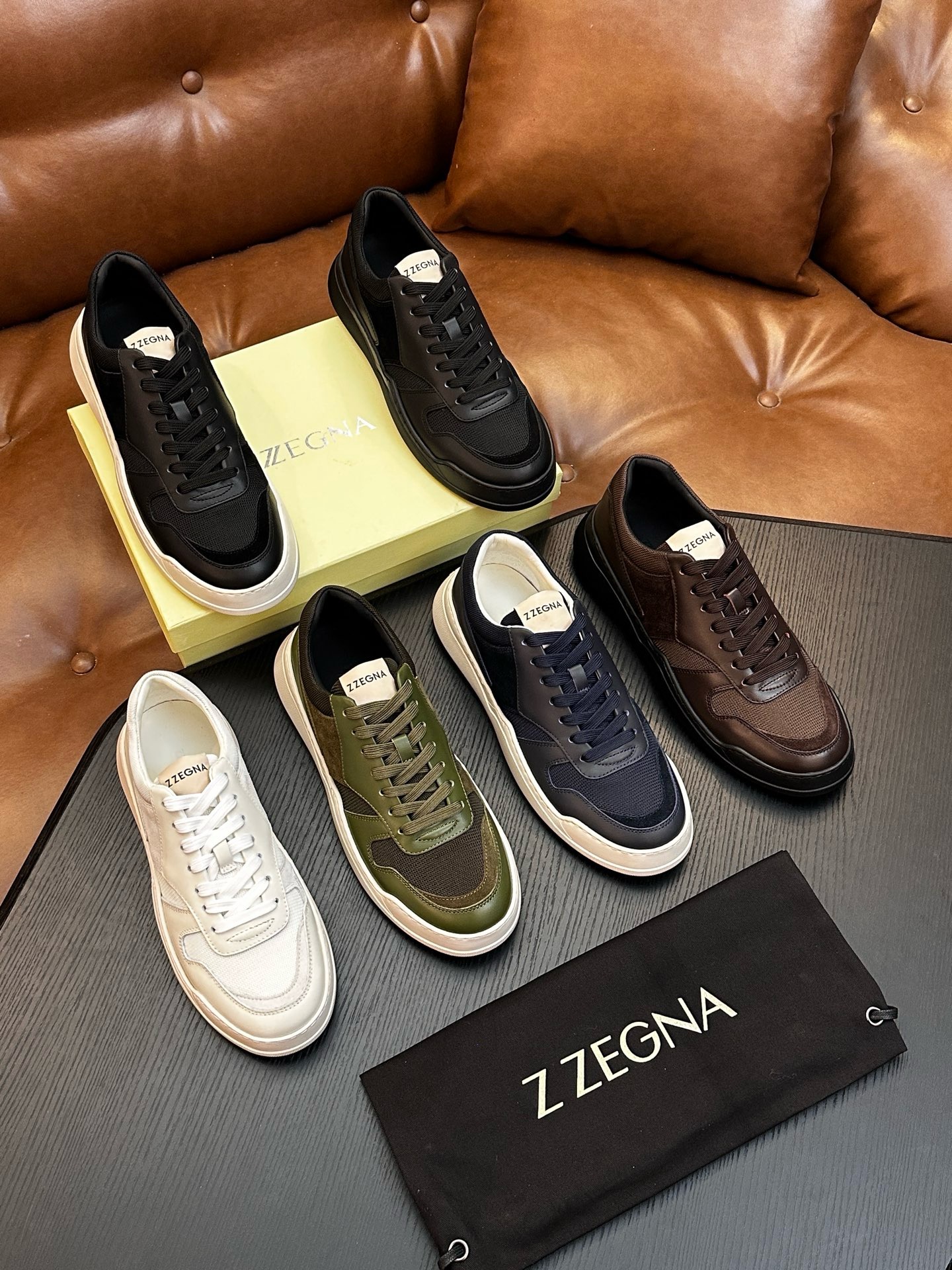 Кроссовки мужские Zegna Triple Stitch Monte чёрного цвета