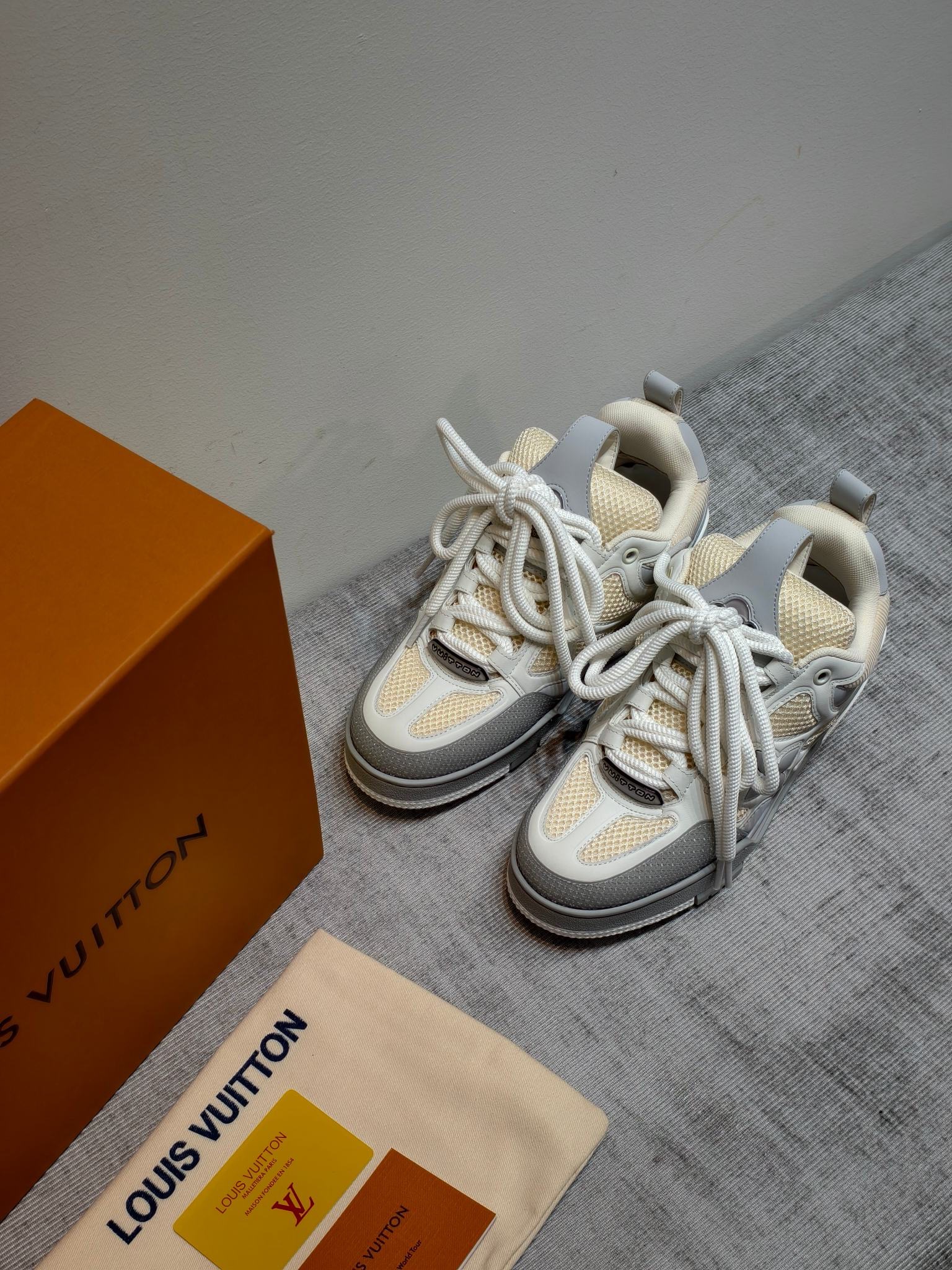 Кроссовки Louis Vuitton Trainer Skate серо-белого цвета
