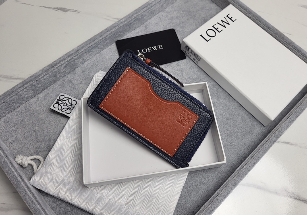 Картхолдер в стиле Loewe Anagram L1103 сапфирово-синего  цвета