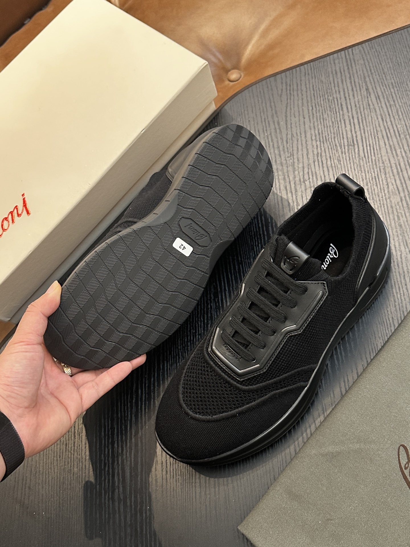 Кроссовки мужские в стиле Brioni чёрного цвета