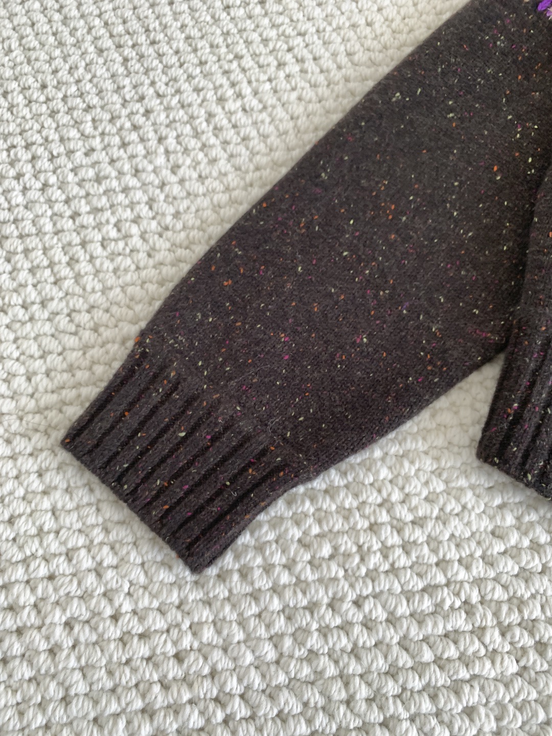 Кардиган женский в стиле Chanel с жаккардовым узором тёмно-коричневого цвета