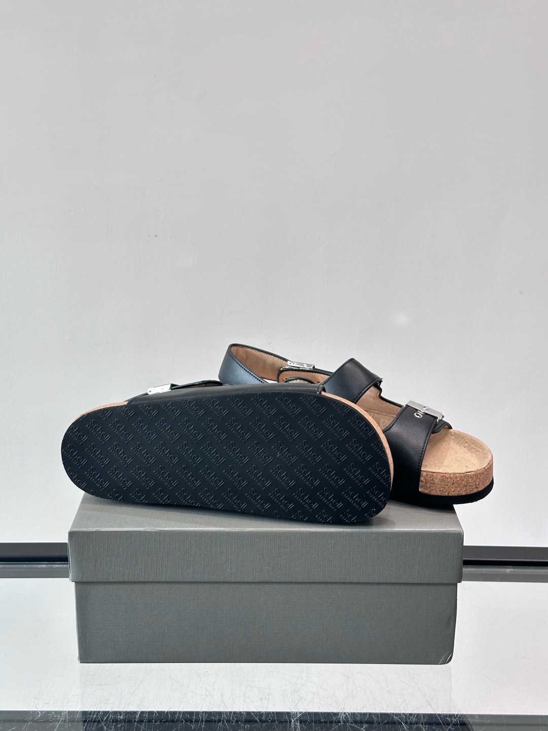 Сандалии мужские в стиле Balenciaga x Birkenstock Boston черного цвета