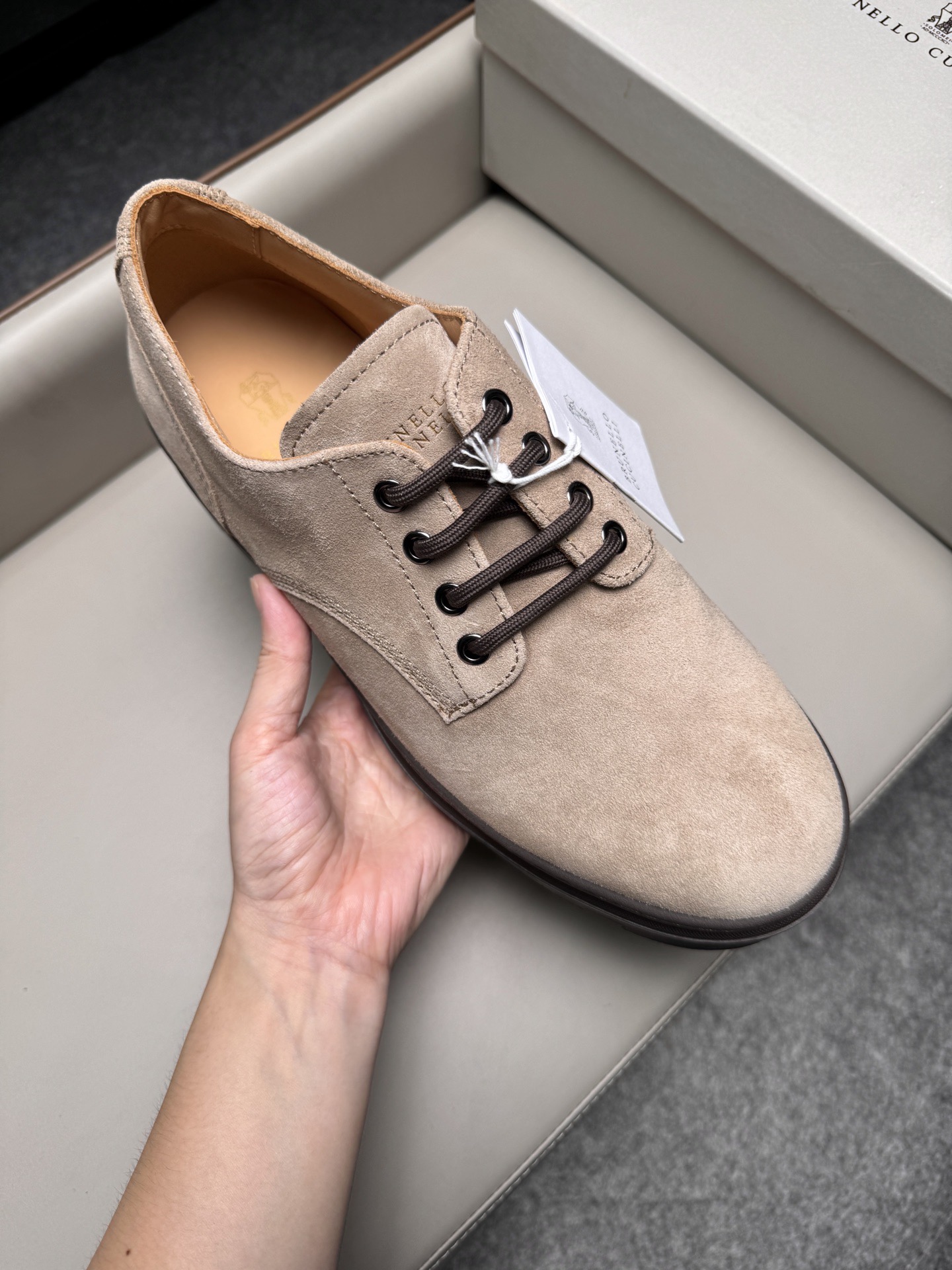 Туфли мужские в стиле Brunello Cucinelli светло-бежевого цвета