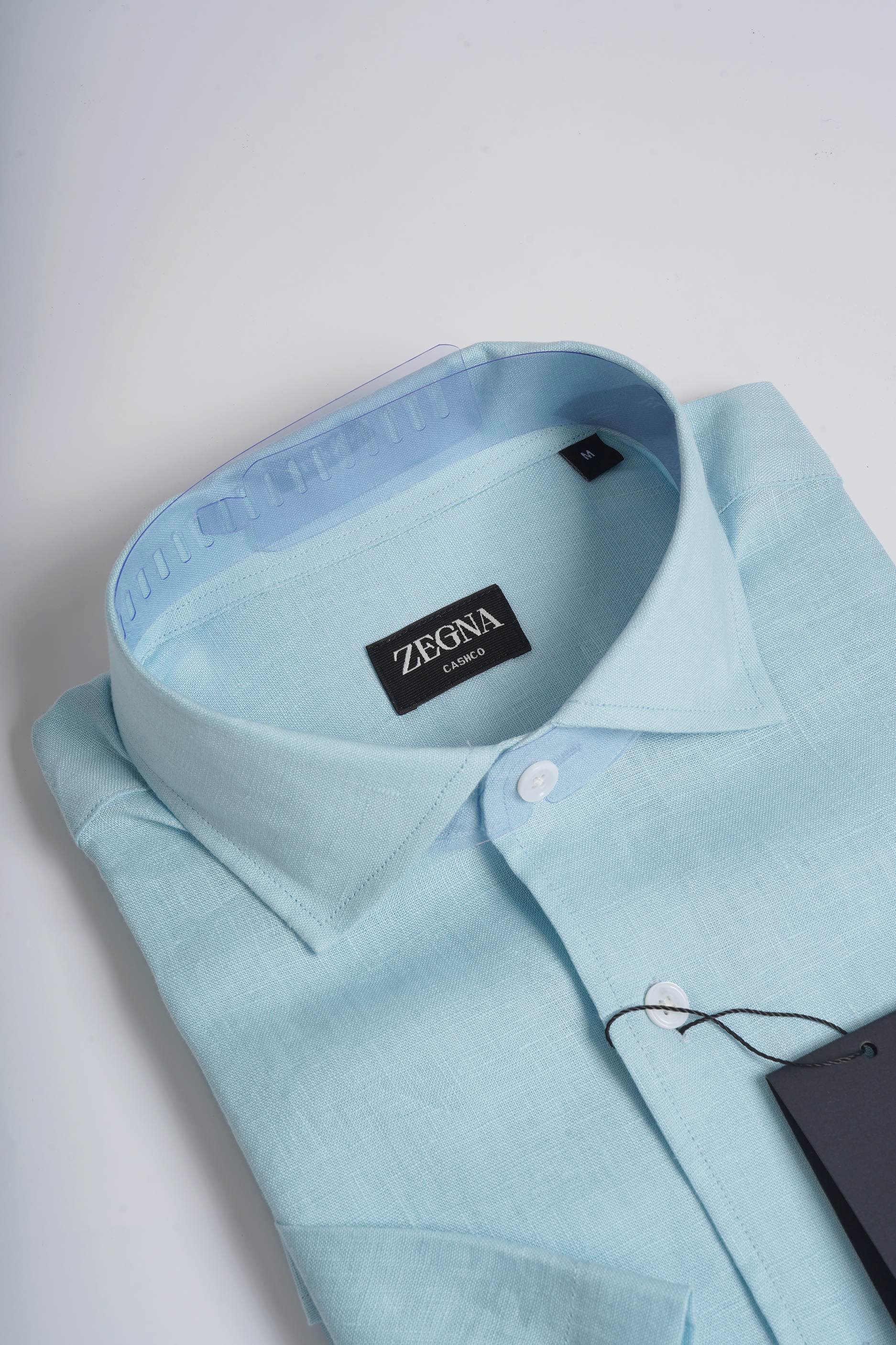 Рубашка мужская Zegna светло-голубого цвета с коротким рукавом