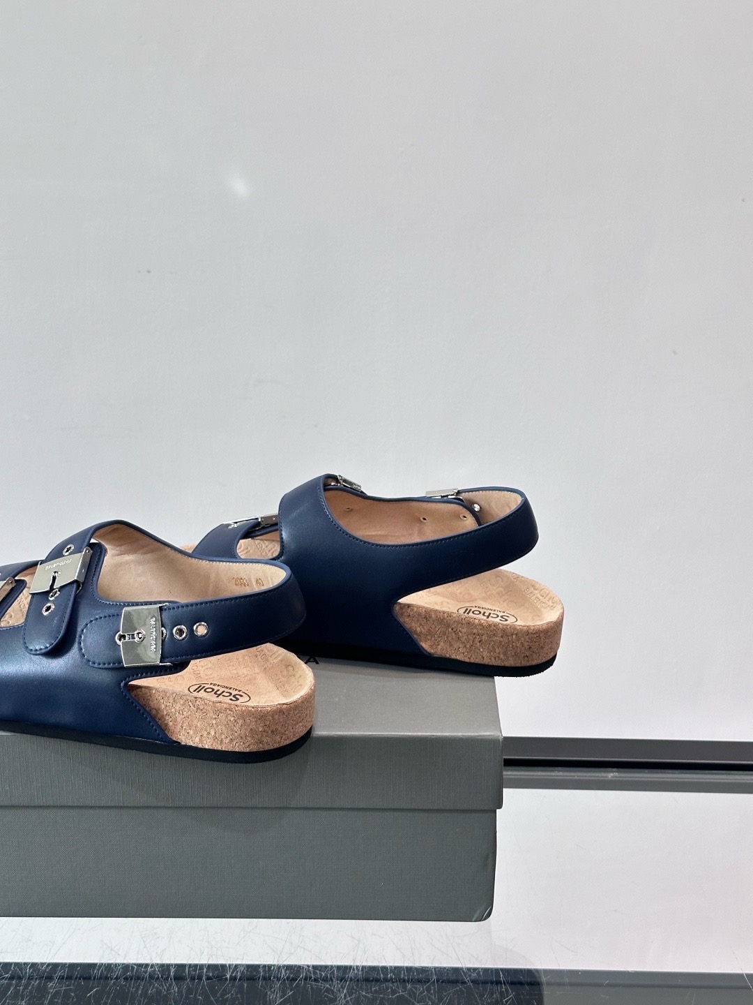 Сандалии мужские в стиле Balenciaga x Birkenstock Boston синего цвета