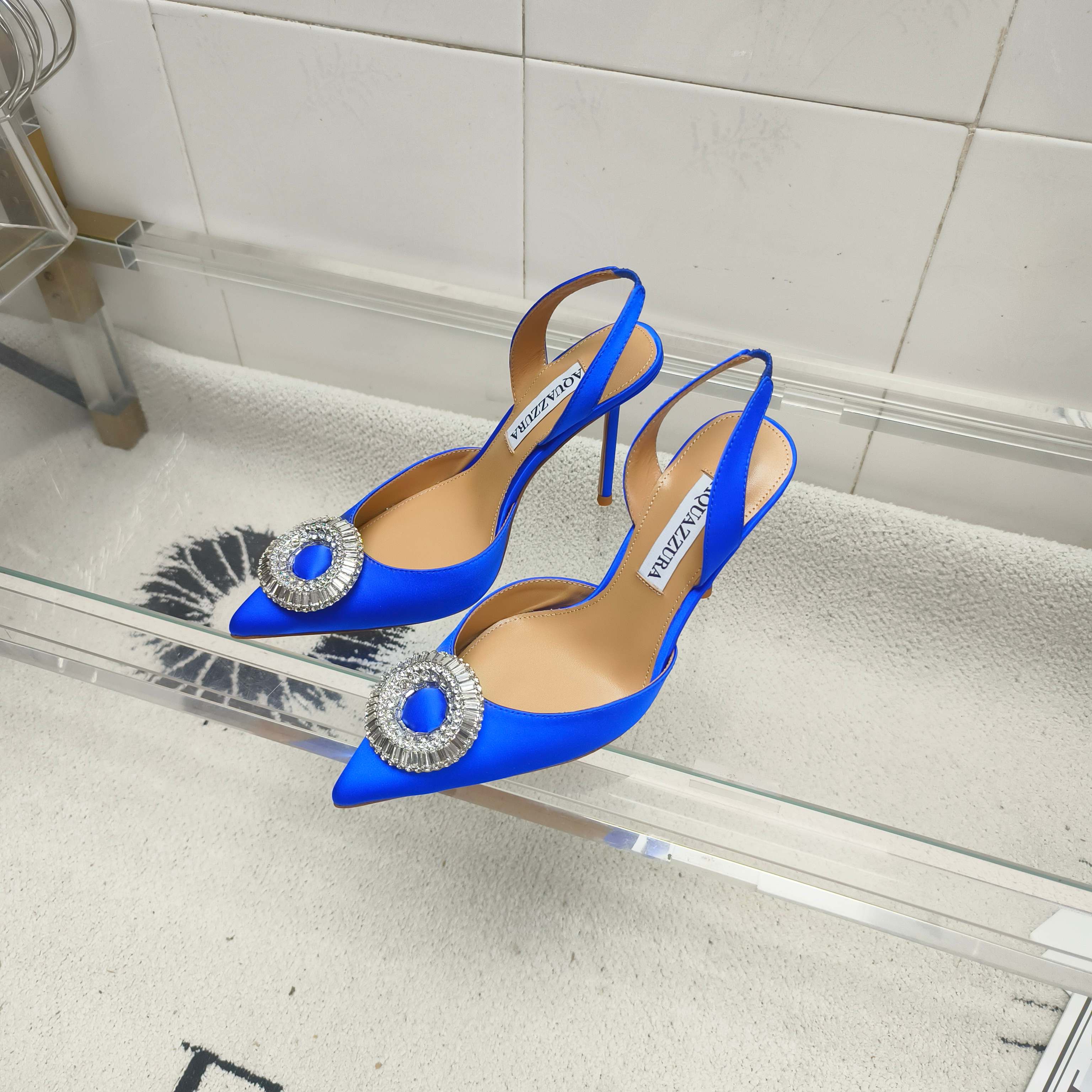 Босоножки женские  Aquazzura синего цвета