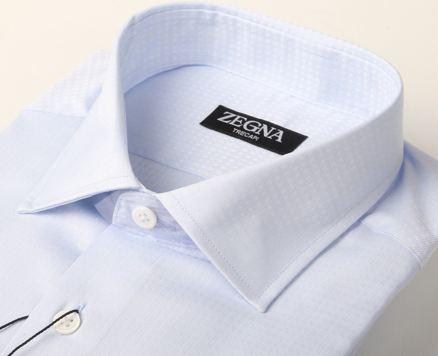 Рубашка мужская в стиле Zegna  белого и голубого цвета с длинным рукавом