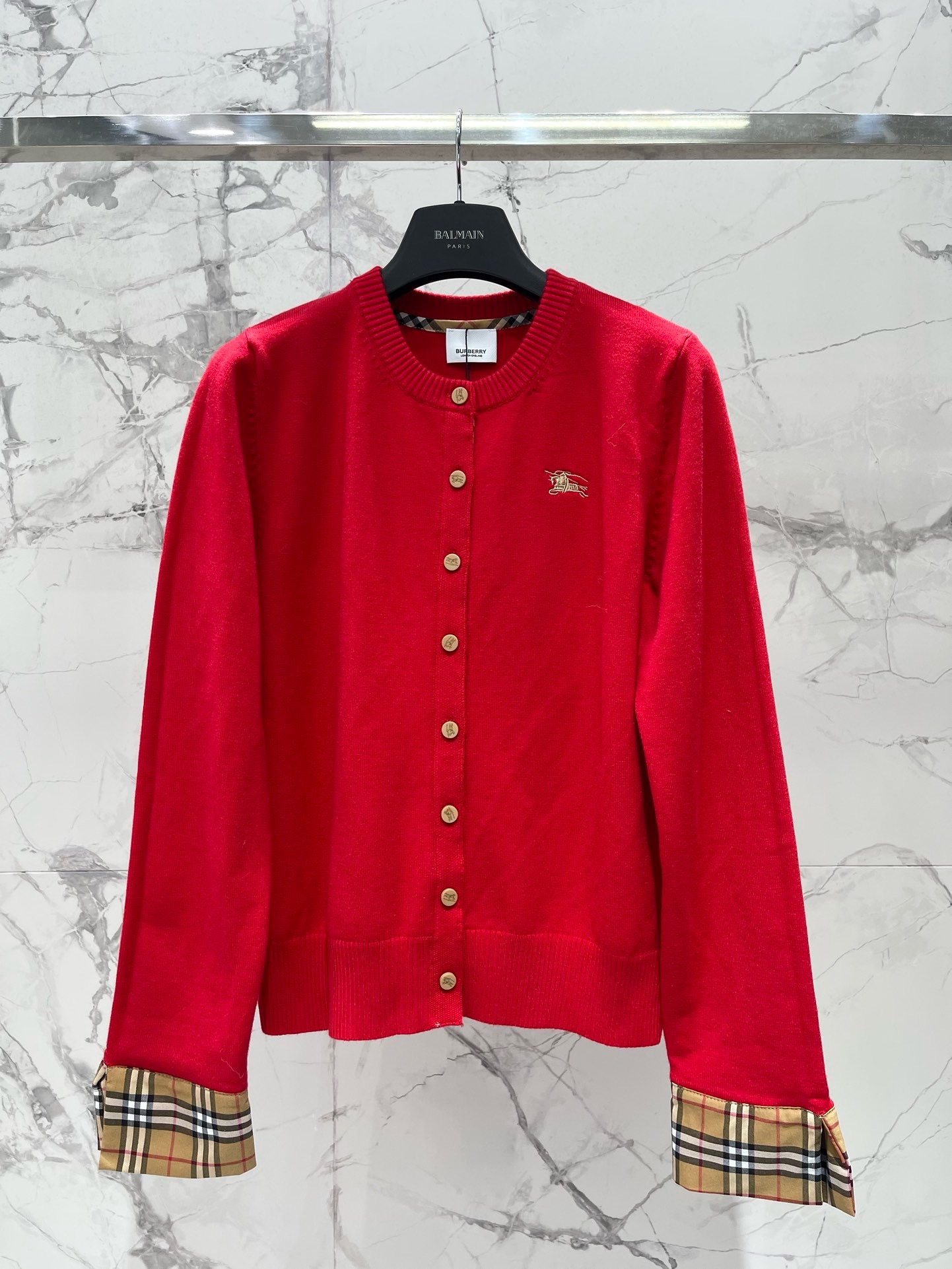Кардиган женский Burberry EKD Cotton Wool Cardigan красного цвета